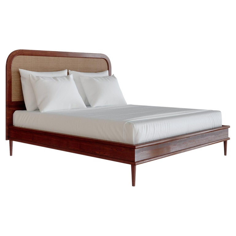 The Walford Bed by Lind + Almond in Rattan & Cognac (USA Queen) For Sale