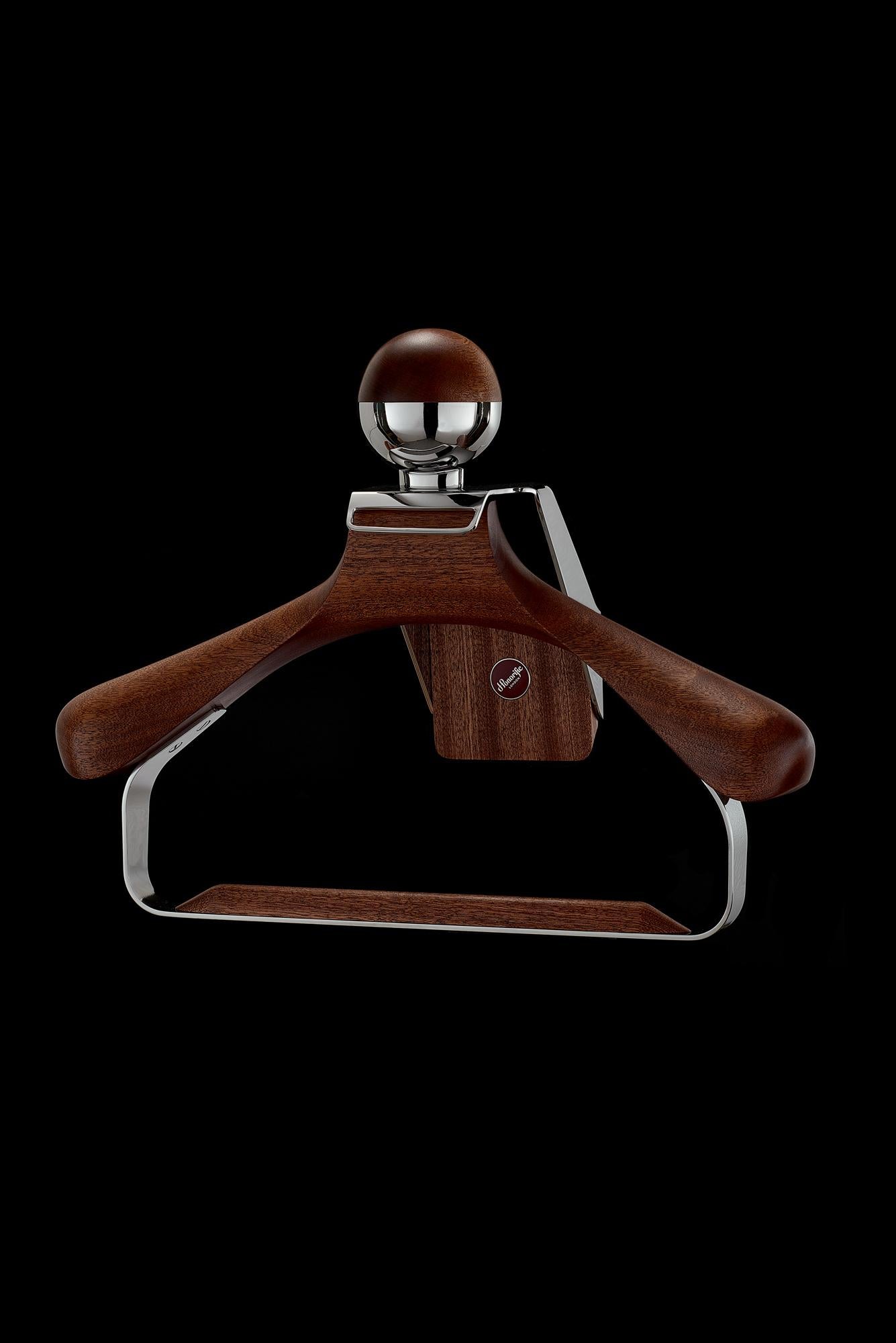 Wall Mounted Valet by Honorific in Stainless Steel and Sapele Hardwood For Sale 5