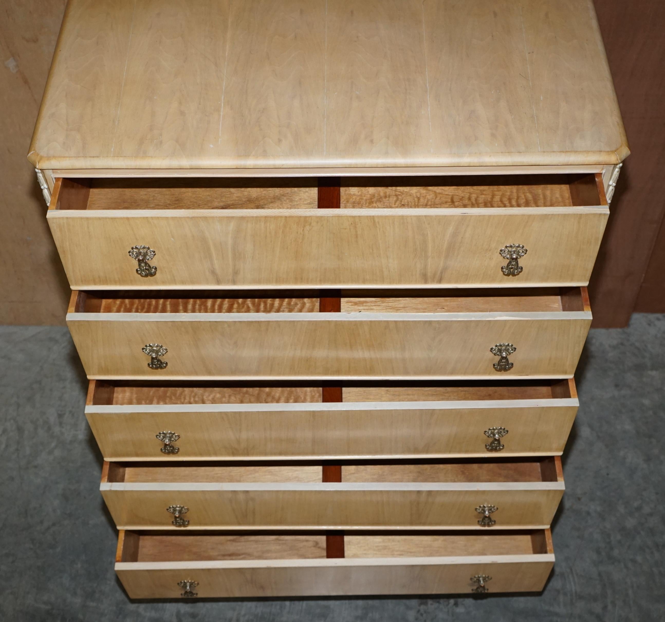 Walnut Works circa 1940's Light Walnut Chest of Drawers Part of Large Suite 7