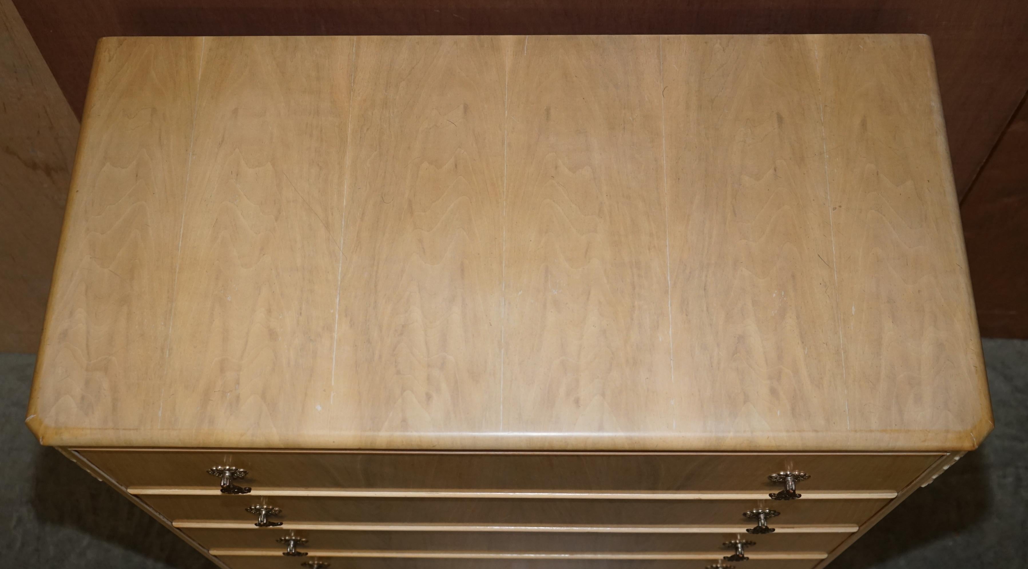 Art Deco Walnut Works circa 1940's Light Walnut Chest of Drawers Part of Large Suite