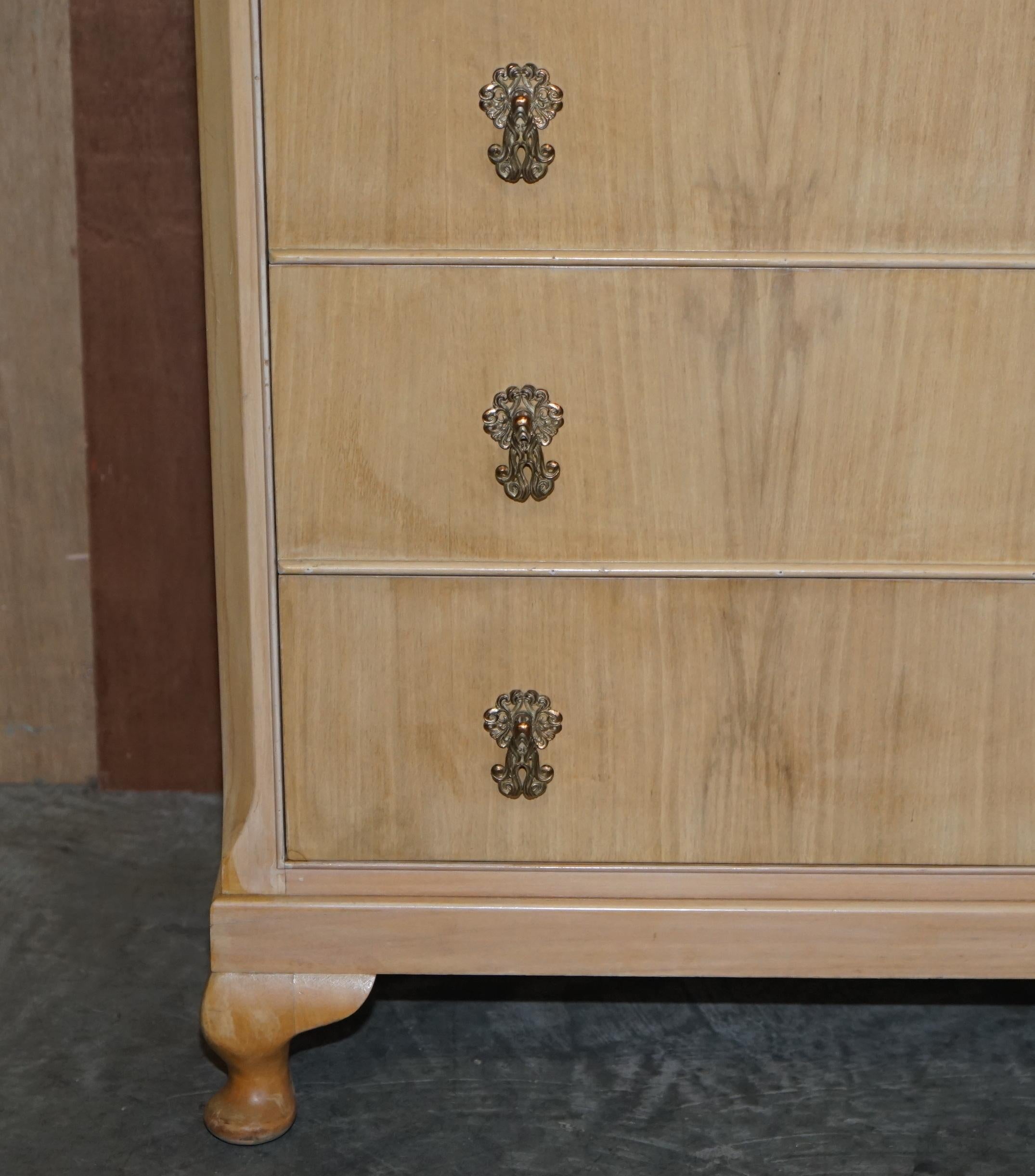 Mid-20th Century Walnut Works circa 1940's Light Walnut Chest of Drawers Part of Large Suite