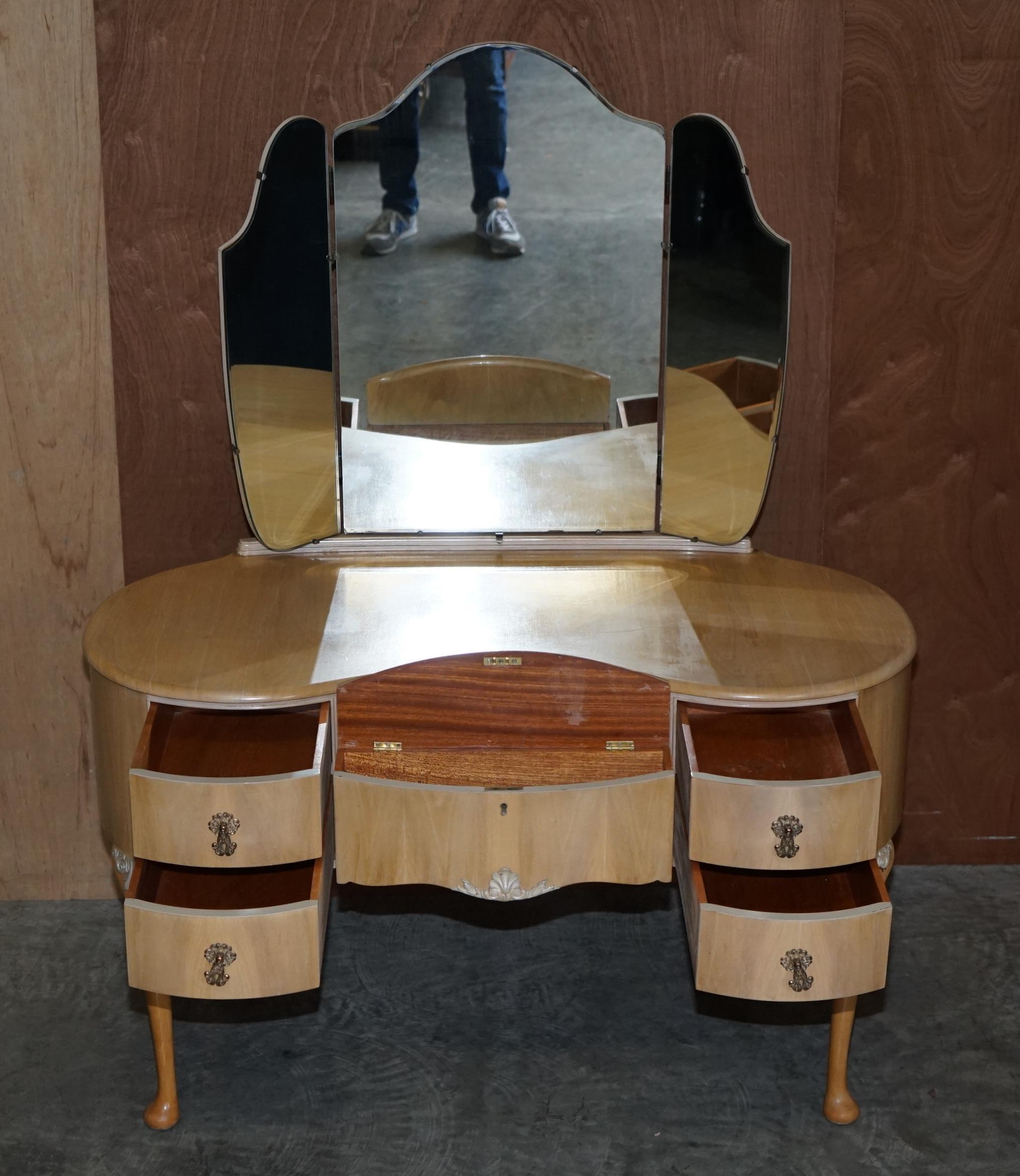 Walnut Works circa 1940's Light Walnut Dressing Table Part of Large Suite 4
