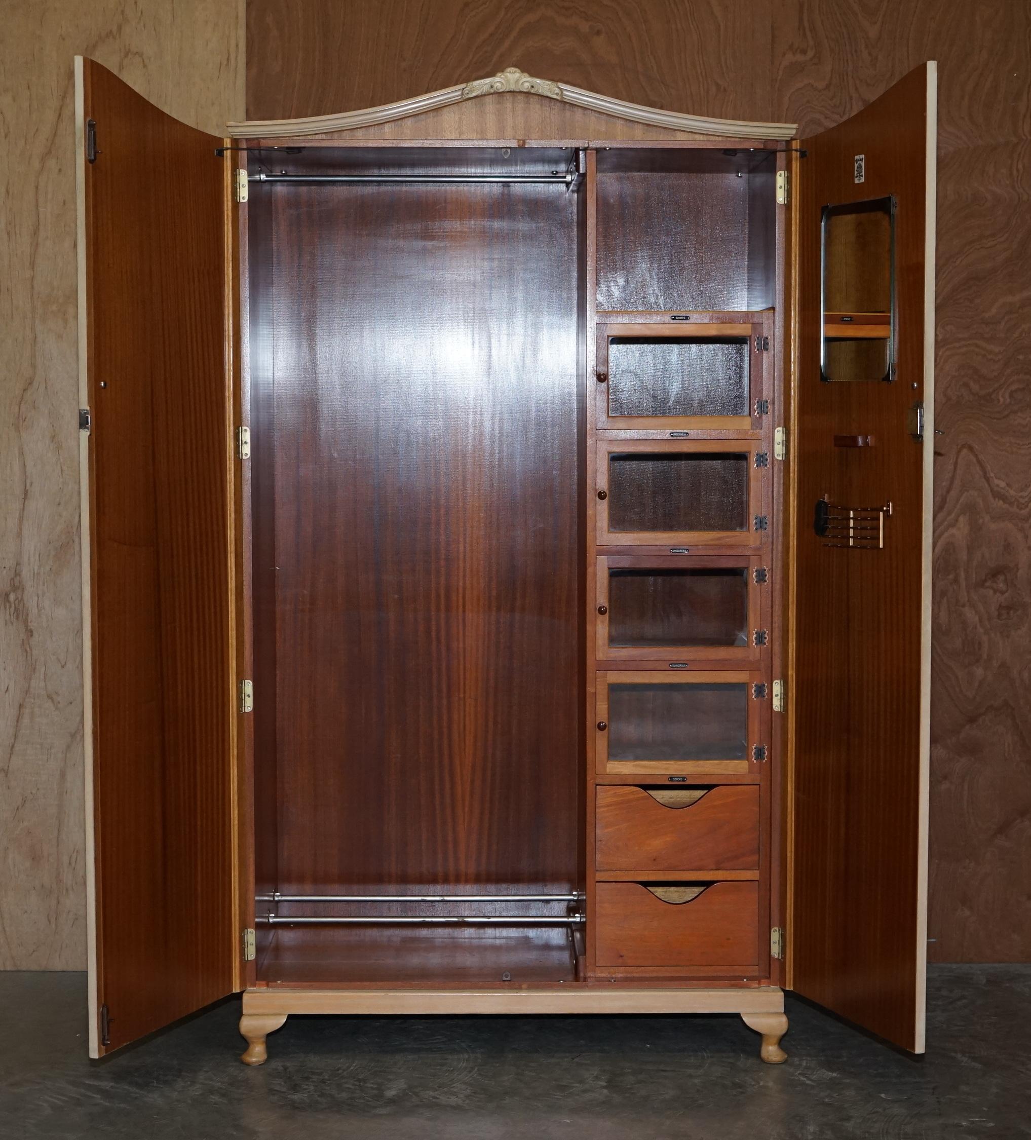 English Walnut Works circa 1940's Light Walnut Large Wardrobe Part of Large Suite For Sale