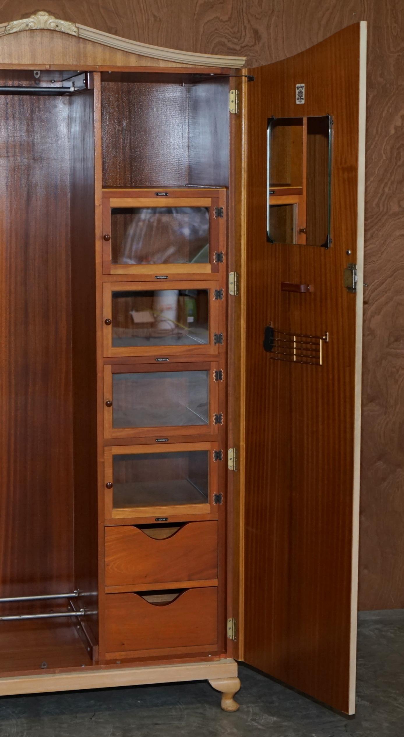 Hand-Crafted Walnut Works circa 1940's Light Walnut Large Wardrobe Part of Large Suite For Sale