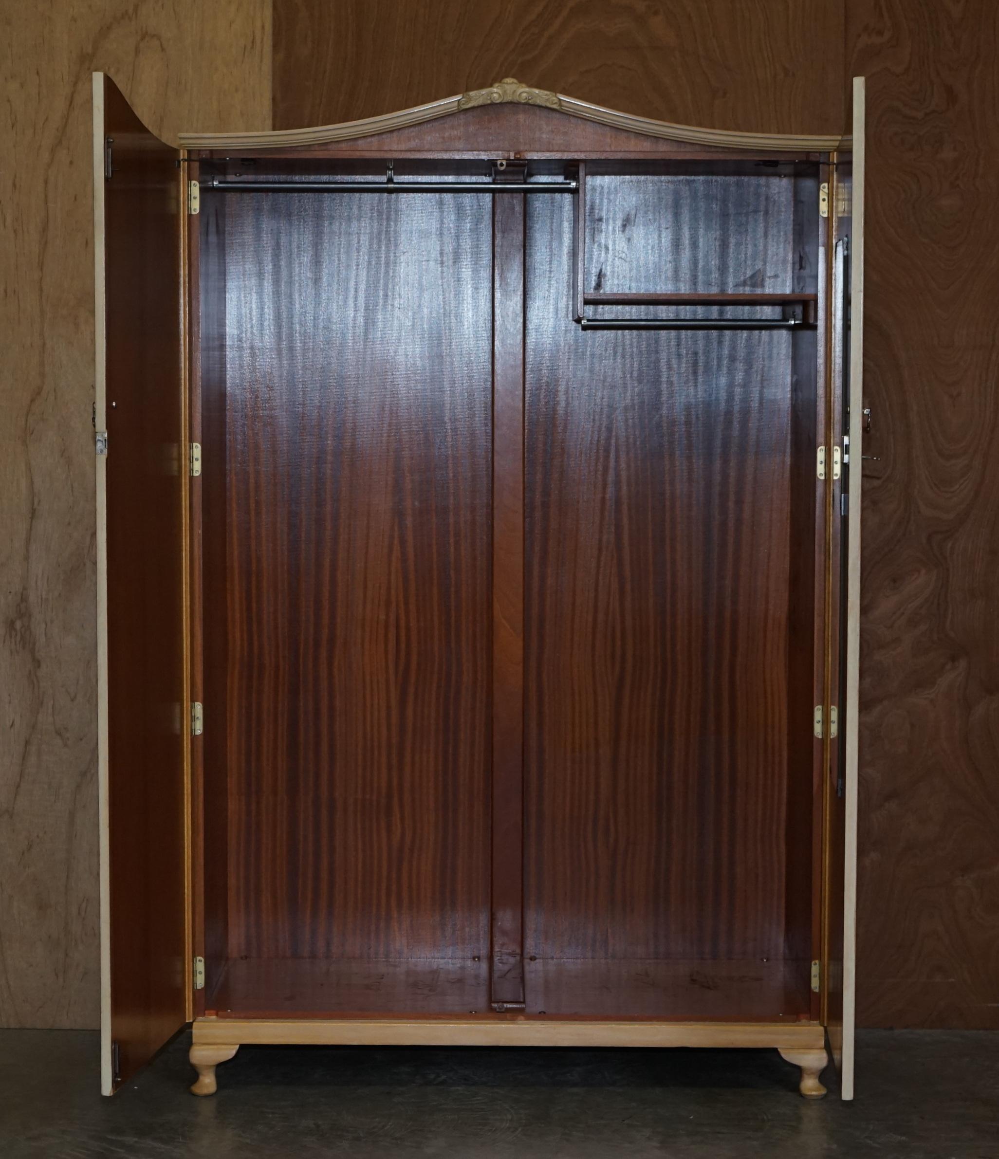 Mid-20th Century Walnut Works circa 1940's Light Walnut X Large Wardrobe Part of Large Suite For Sale