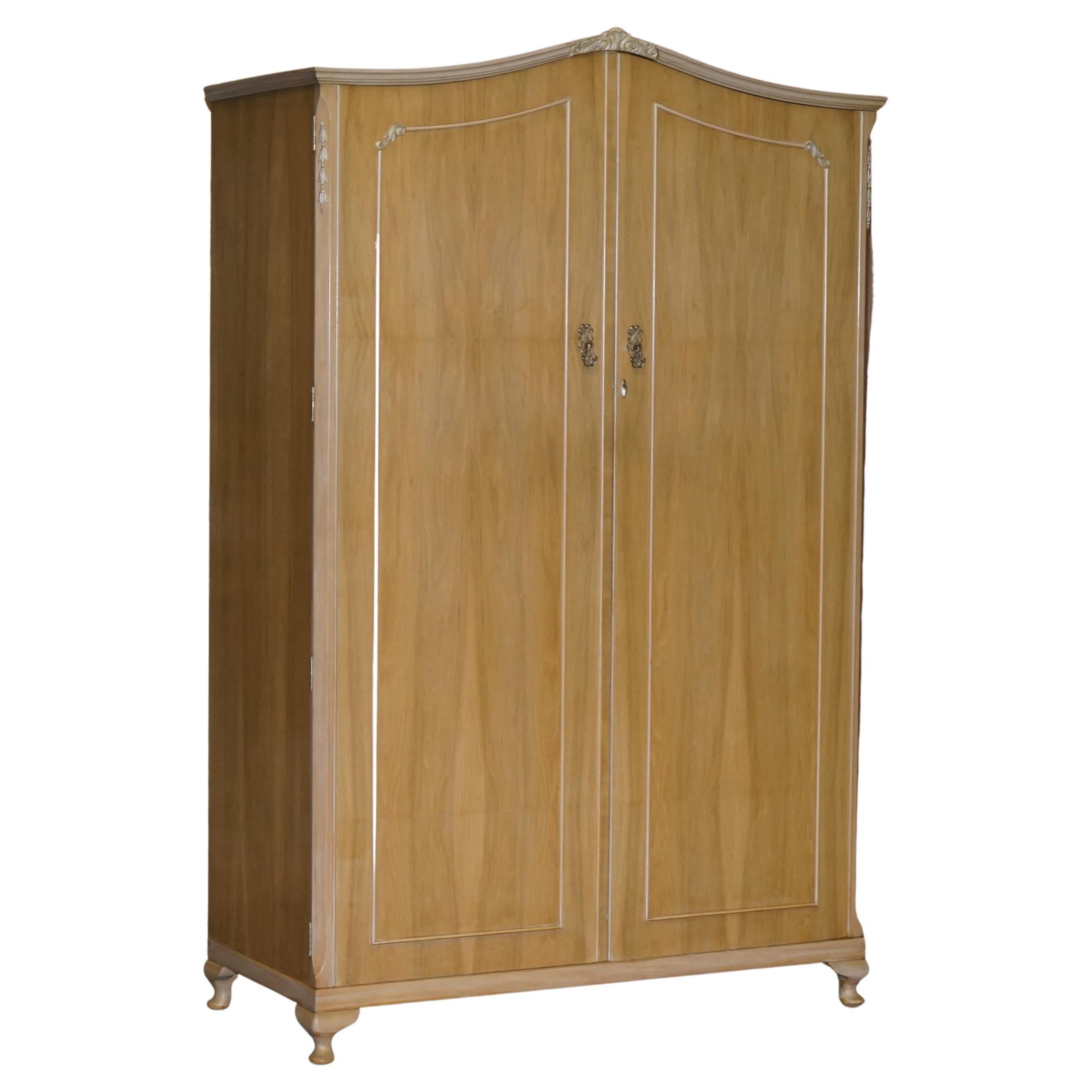 Walnut Works circa 1940's Light Walnut X Large Wardrobe Part of Large Suite For Sale