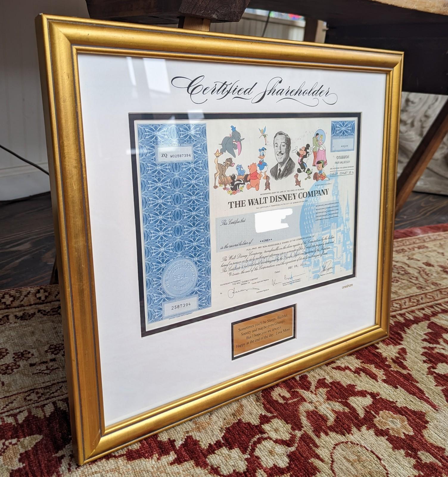 disney collectible stock certificate