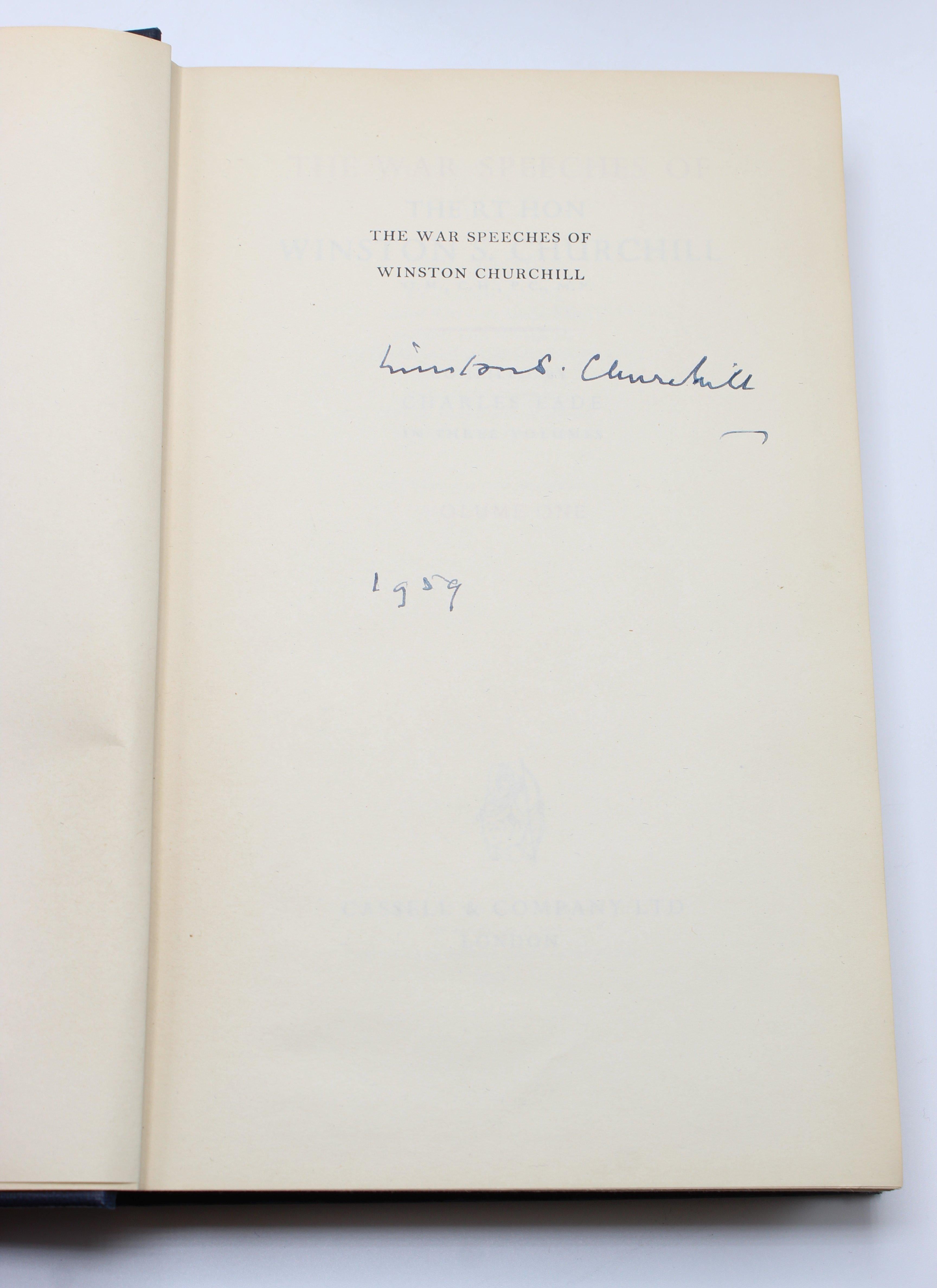 The War Speeches of the Rt. Hon. Winston S. Churchill, 1st Ed. Signed in Vol. 1 In Good Condition In Colorado Springs, CO