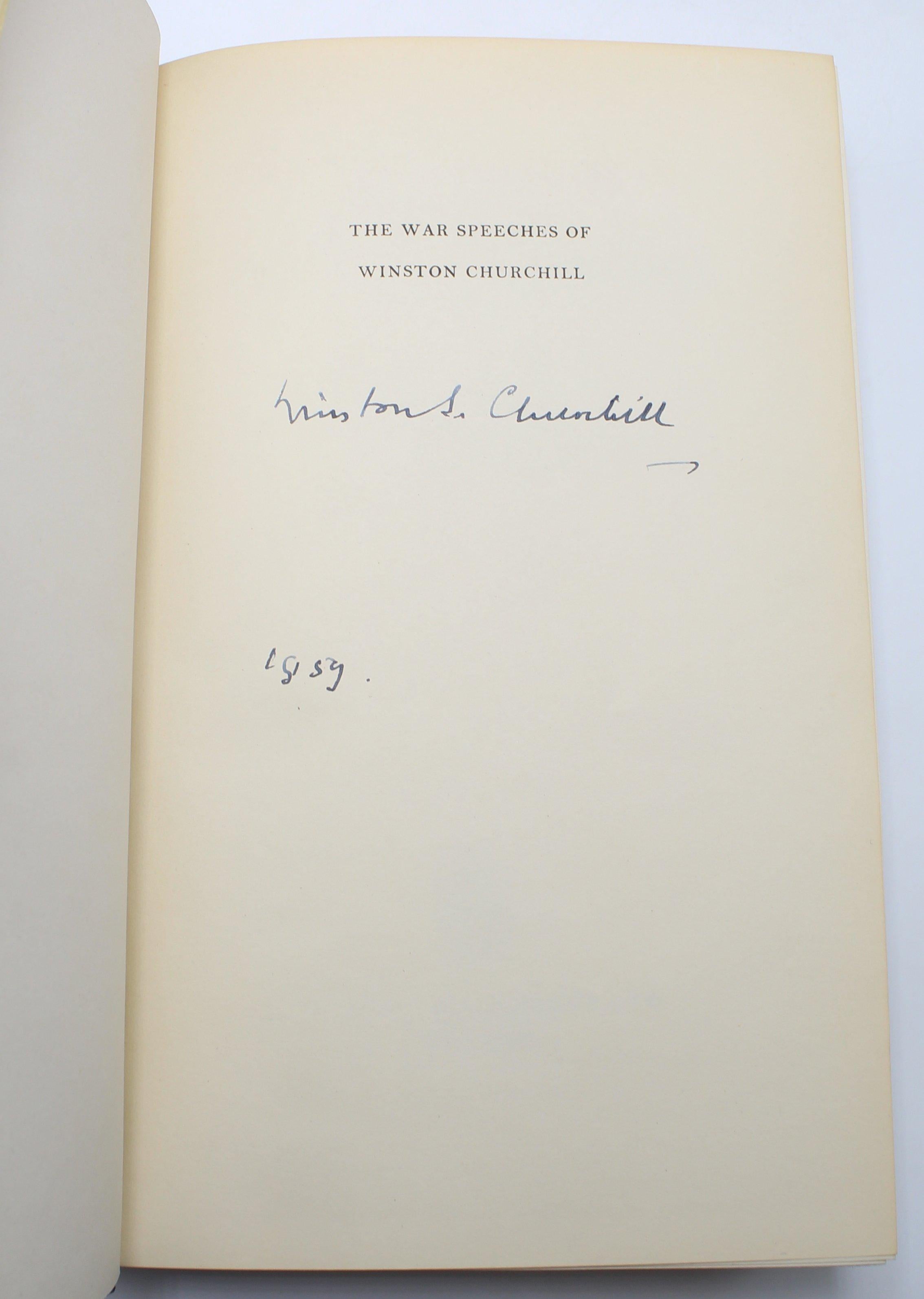 The War Speeches of the Rt. Hon. Winston S. Churchill, Signed by Churchill In Good Condition In Colorado Springs, CO
