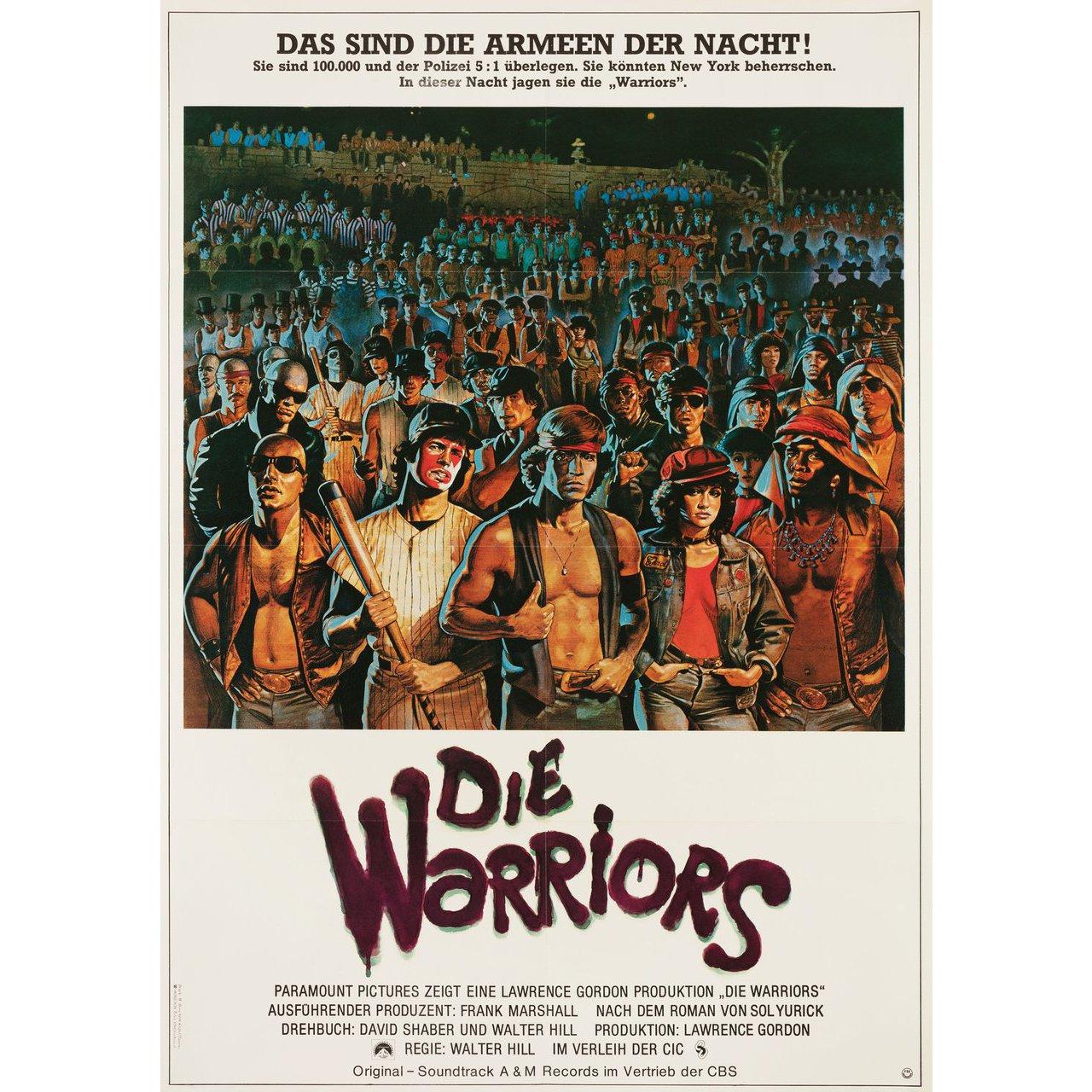 Original 1979 German A1 poster for the film The Warriors directed by Walter Hill with Michael Beck / James Remar / Dorsey Wright / Brian Tyler. Fine condition, folded. Many original posters were issued folded or were subsequently folded. Please