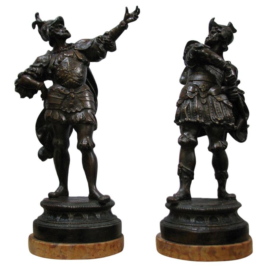 The "Warriors" Bronze Sculptures Signed "De Martino", 19th-20th Century For Sale
