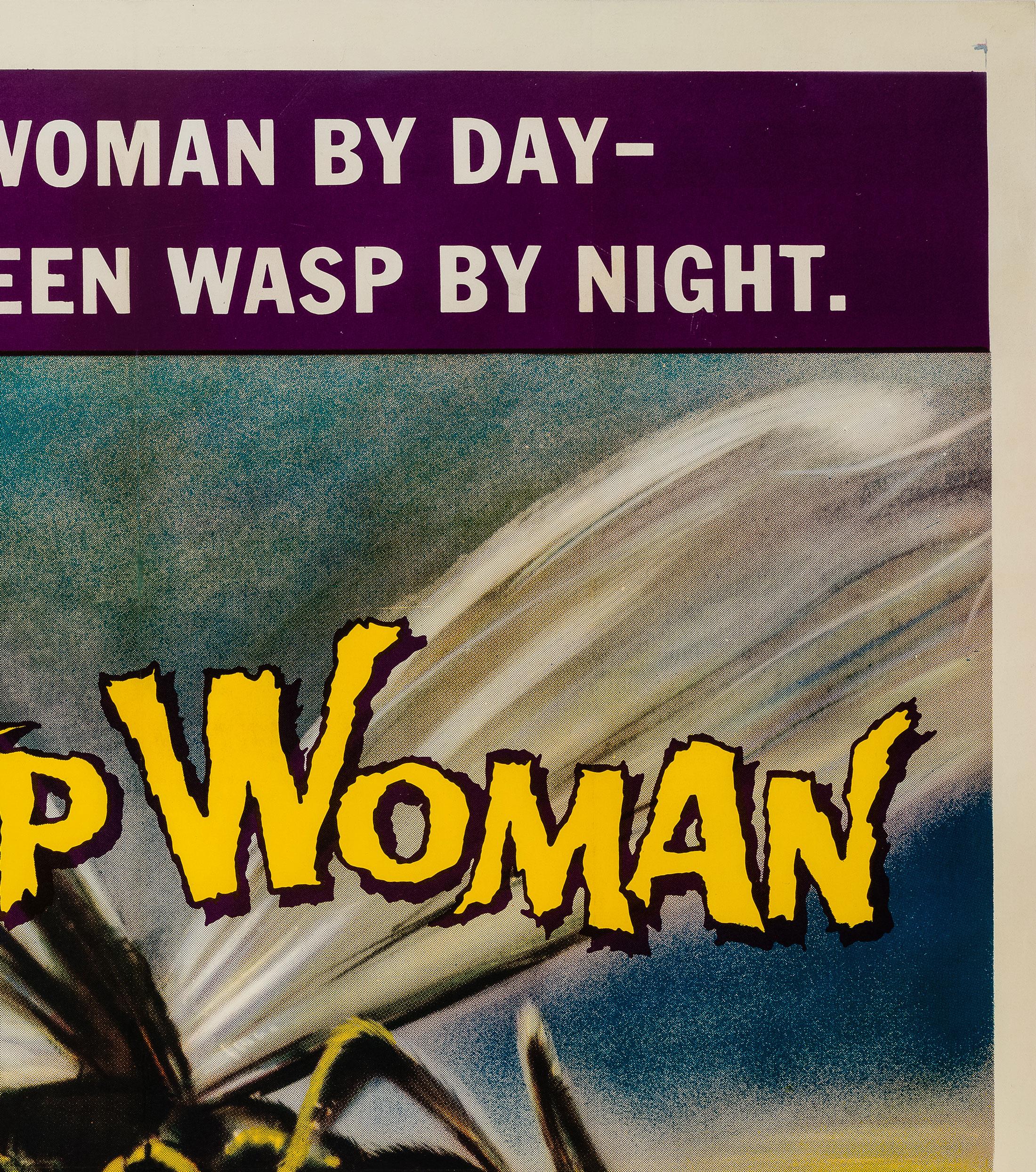 Superb vintage film poster for Roger Corman's movie The Wasp Woman. Classic 1950s horror artwork and looks magnificent on the scale of the US three sheet.

Actual poster size is 41 1/2 x 78 7/8 inches (42 3/4 x 80 1/4 inches including the