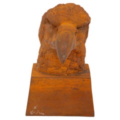 The Watchful Eagle: Iron Cast Eagle Head Sculpture