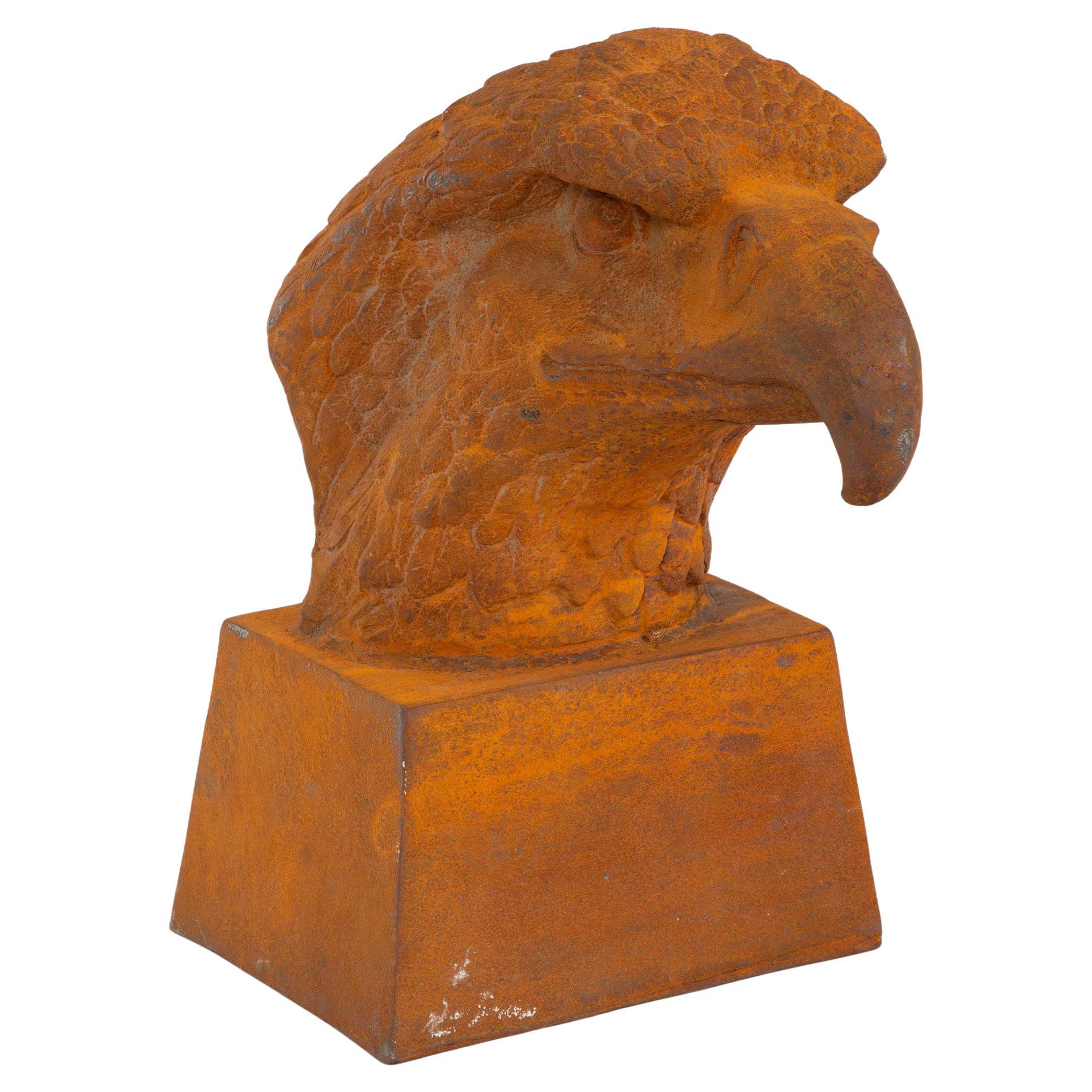 The Watchful Eagle: Iron Cast Eagle Head Sculpture