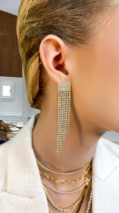 Glamour Cascade 14K Yellow Gold Rhinestone Drop Earrings