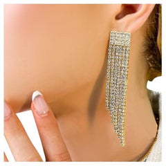 Glamour Cascade 14K Yellow Gold Rhinestone Drop Earrings