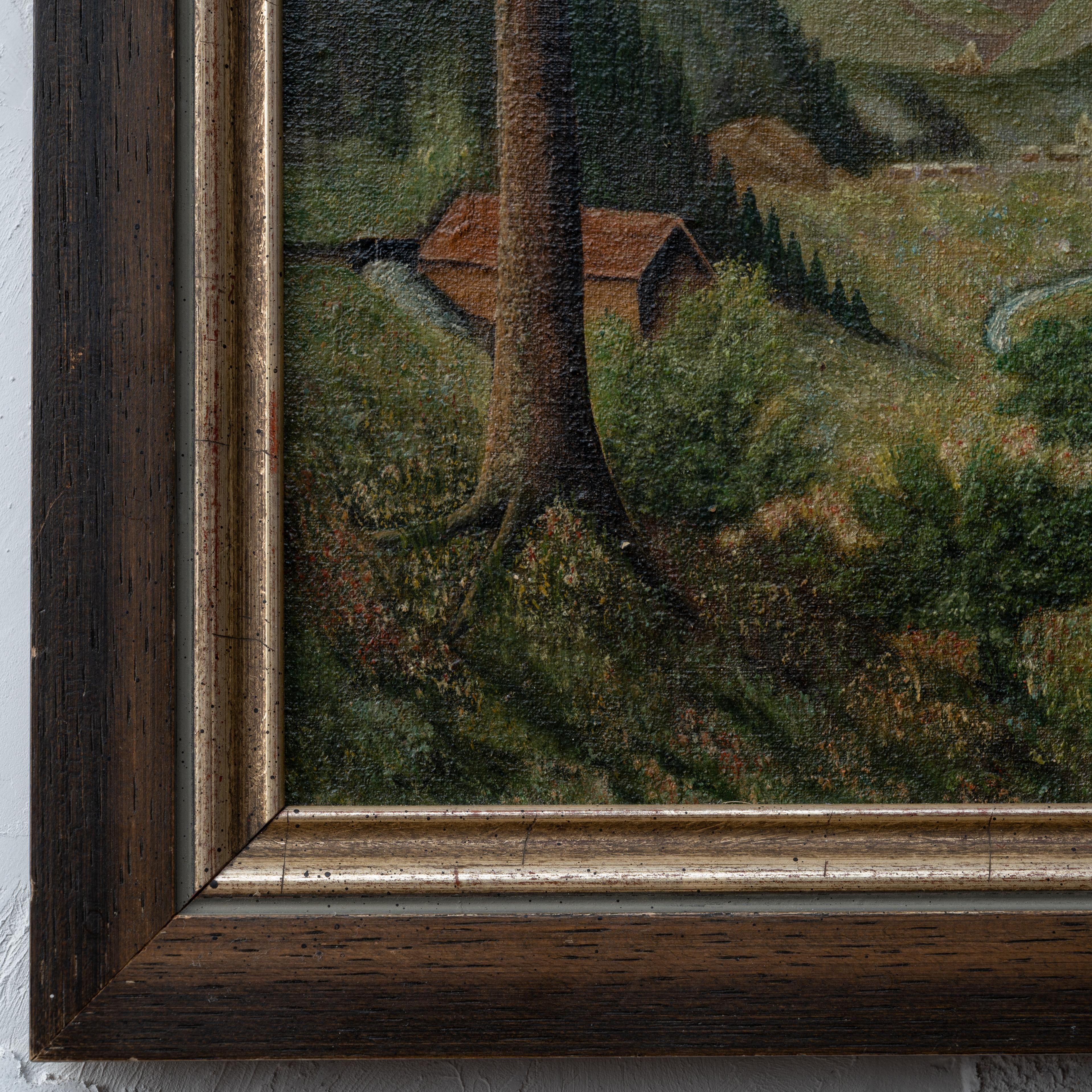 Wood The Watzmann - German Landscape Painting by H. Pfaff For Sale