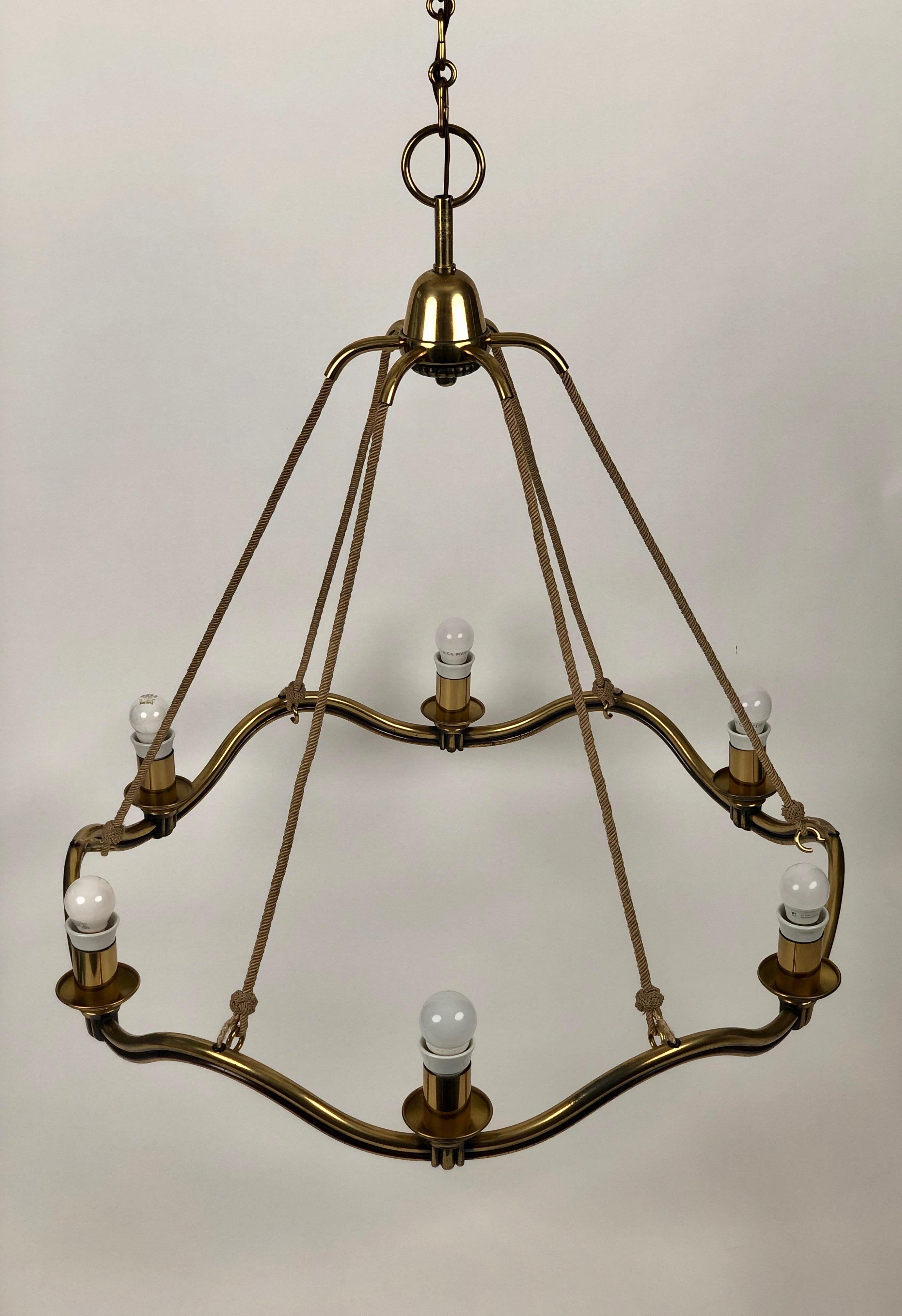 Brass Wave Lamp from Early Modernist Designer, Hugo Gorge, Austria