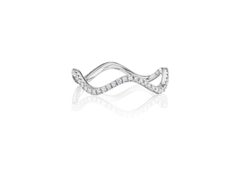 Wave Stackable Ring Set with Diamond Band Set in 18K White Gold