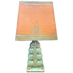 "The Wave, " Very Rare Art Deco Table Lamp by Gregory for Cowan w/ Original Shade