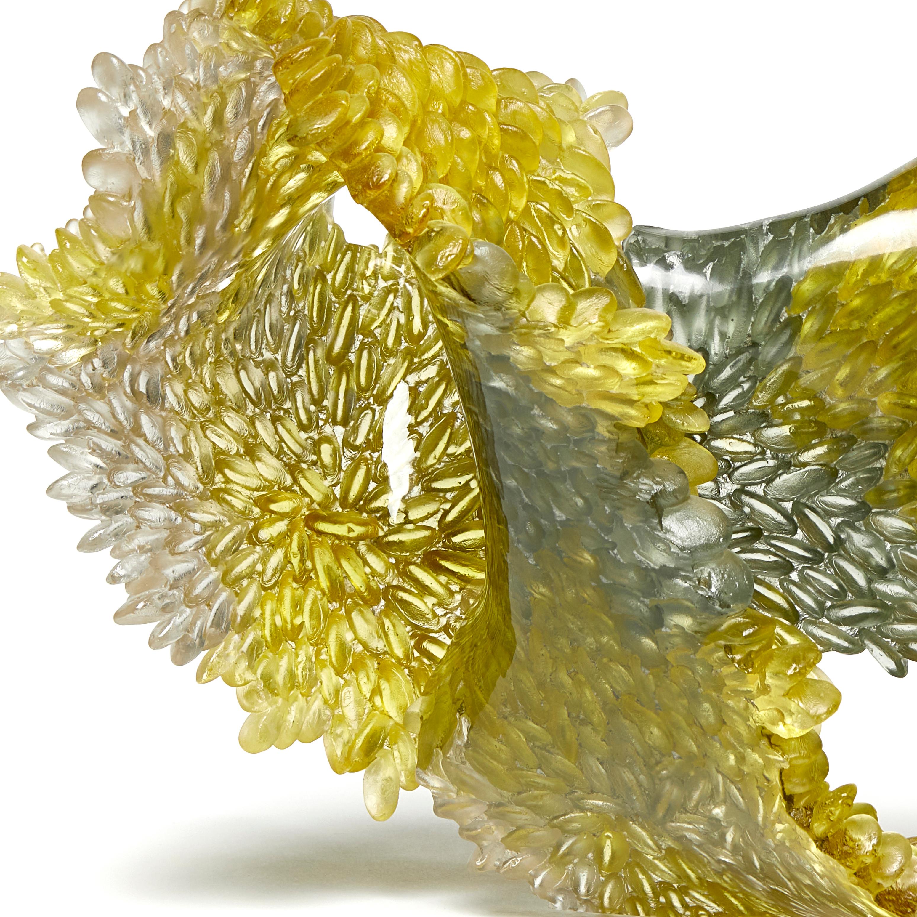 Cast The Way it Twists, Unique Glass Sculpture in Grey & Gold by Nina Casson McGarva