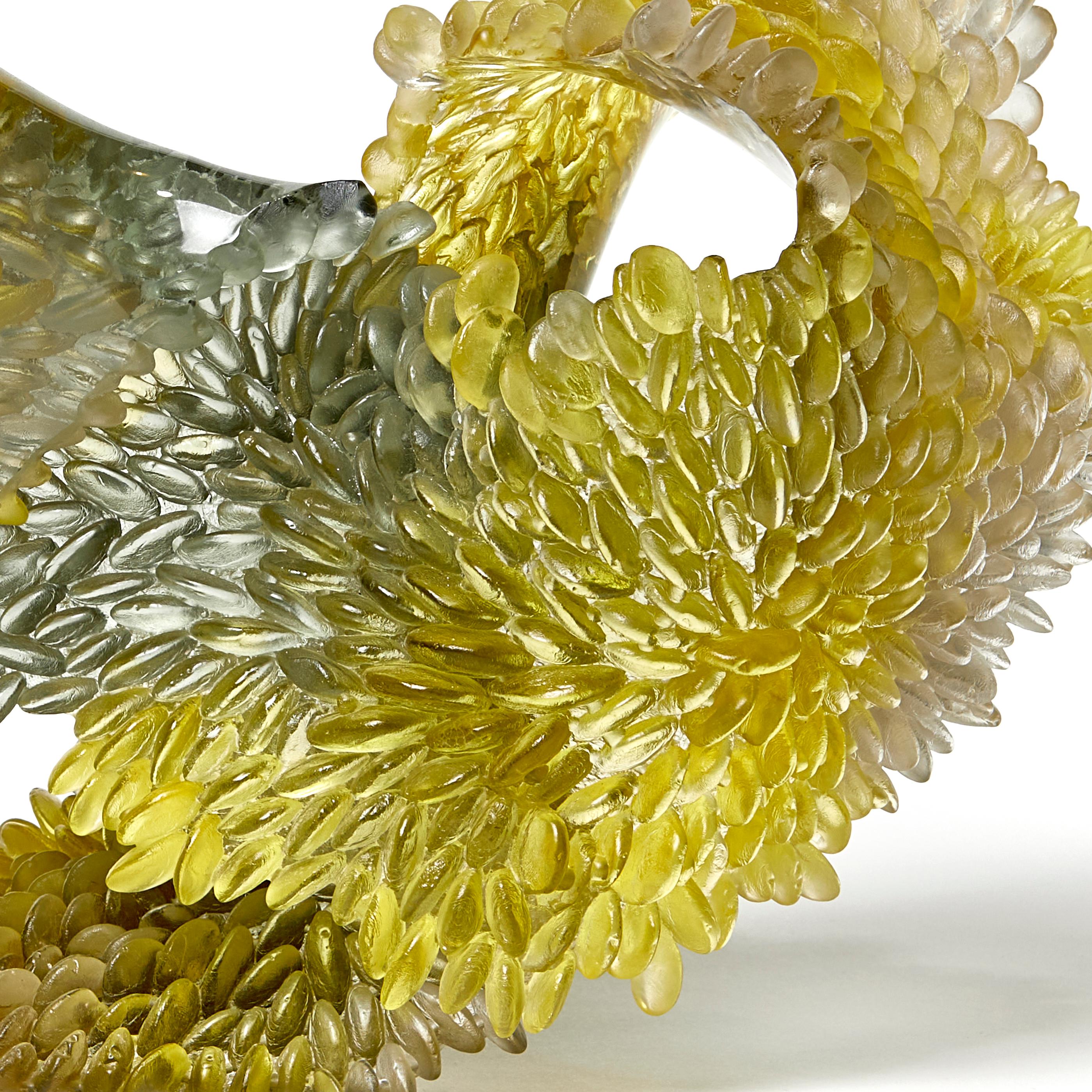 Contemporary The Way it Twists, Unique Glass Sculpture in Grey & Gold by Nina Casson McGarva