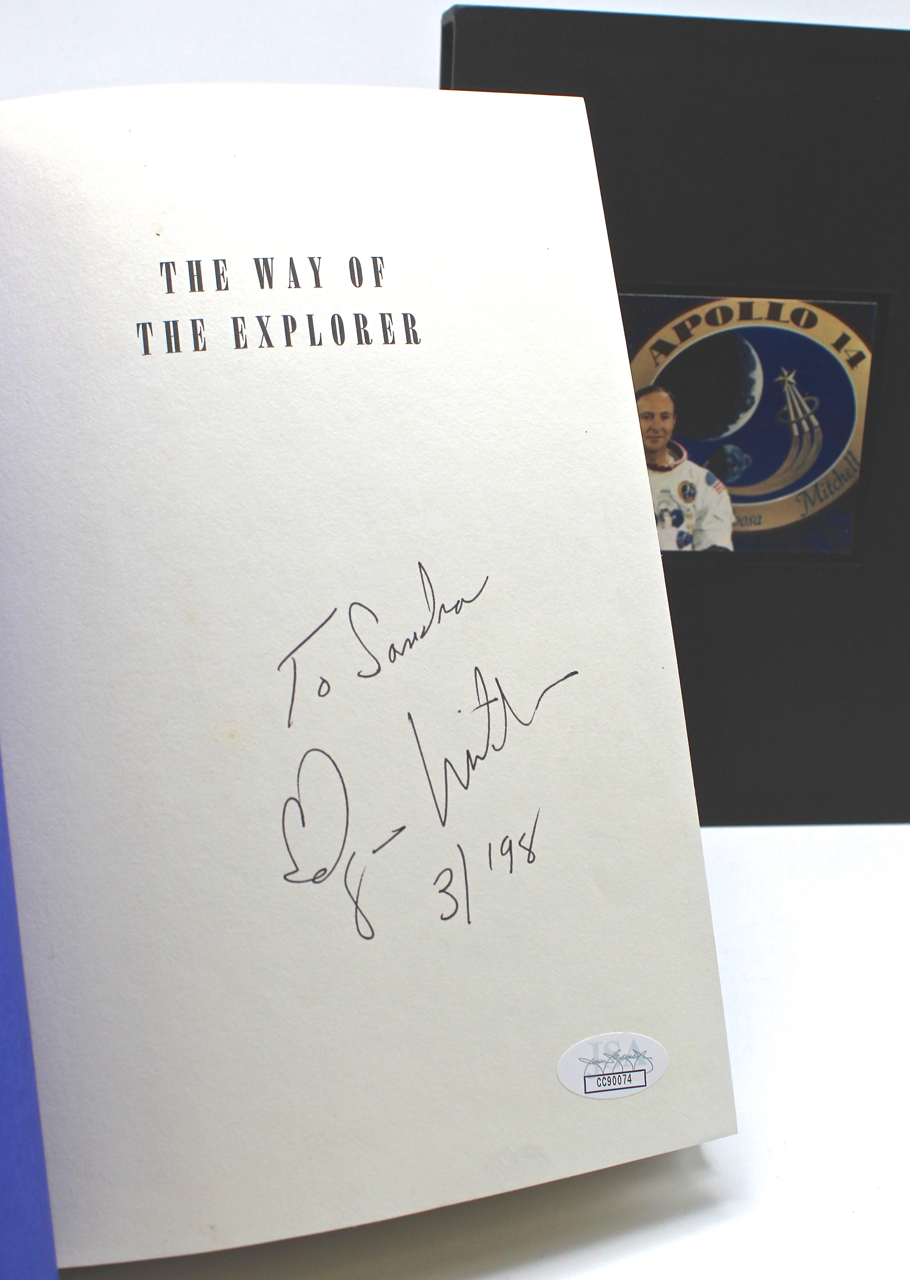 Mitchell, Edgar with Dwight Williams. The Way of the Explorer: An Apollo Astronaut’s Journey Through the Material and Mystical Worlds. New York: G. P. Putnam’s Sons, 1996. Signed by Mitchell, First edition, First printing.

This first edition,