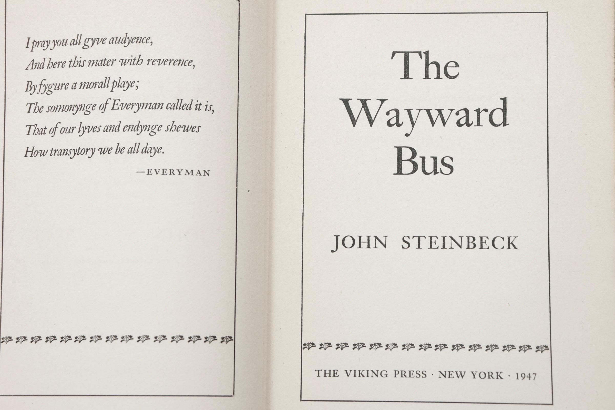 Américain The Wayward Bus de John Steinbeck, première édition en vente