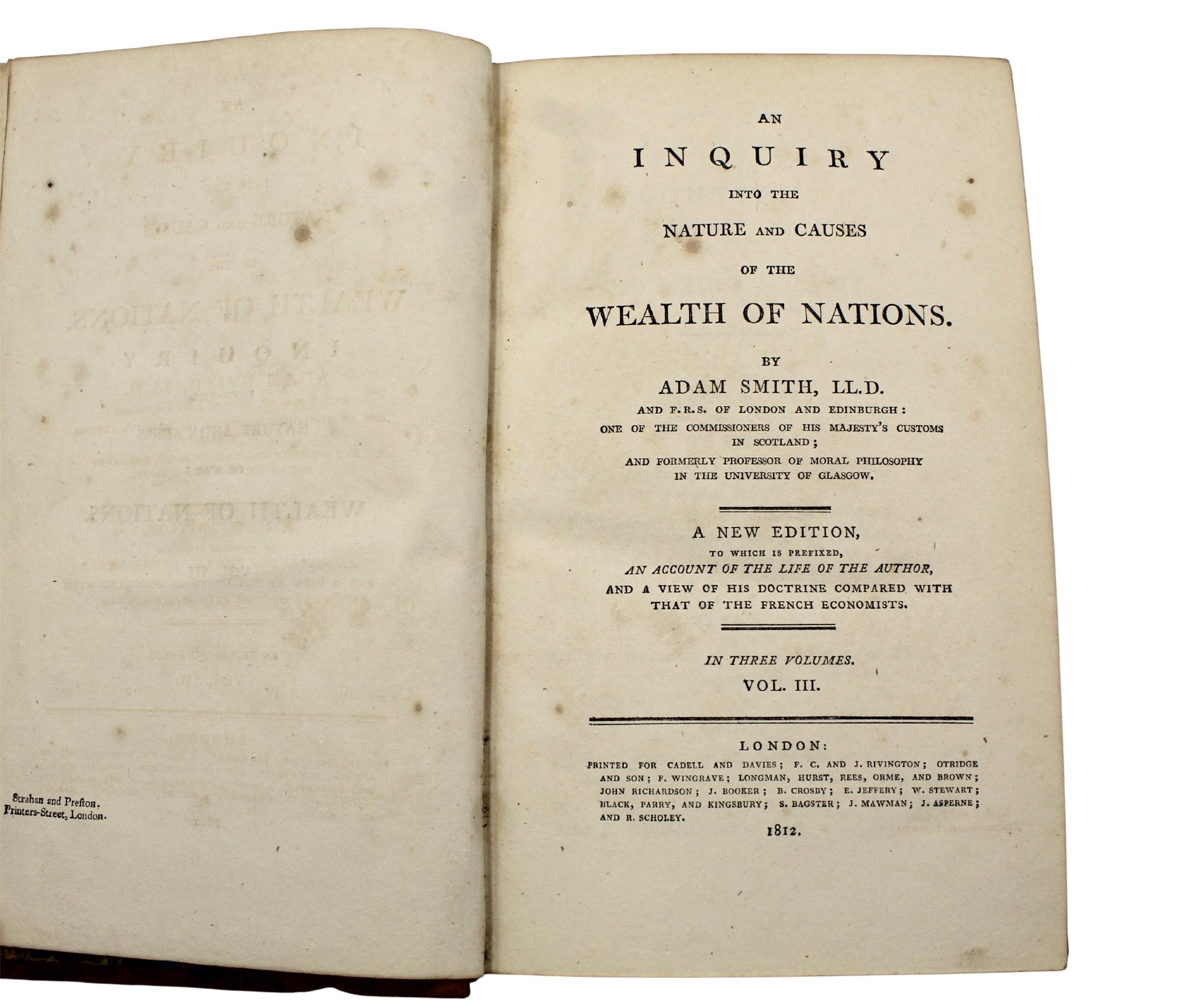 Der Reichtum der Nationen, Eine neue Ausgabe, von Adam Smith, Drei Bände, 1812 im Angebot 7