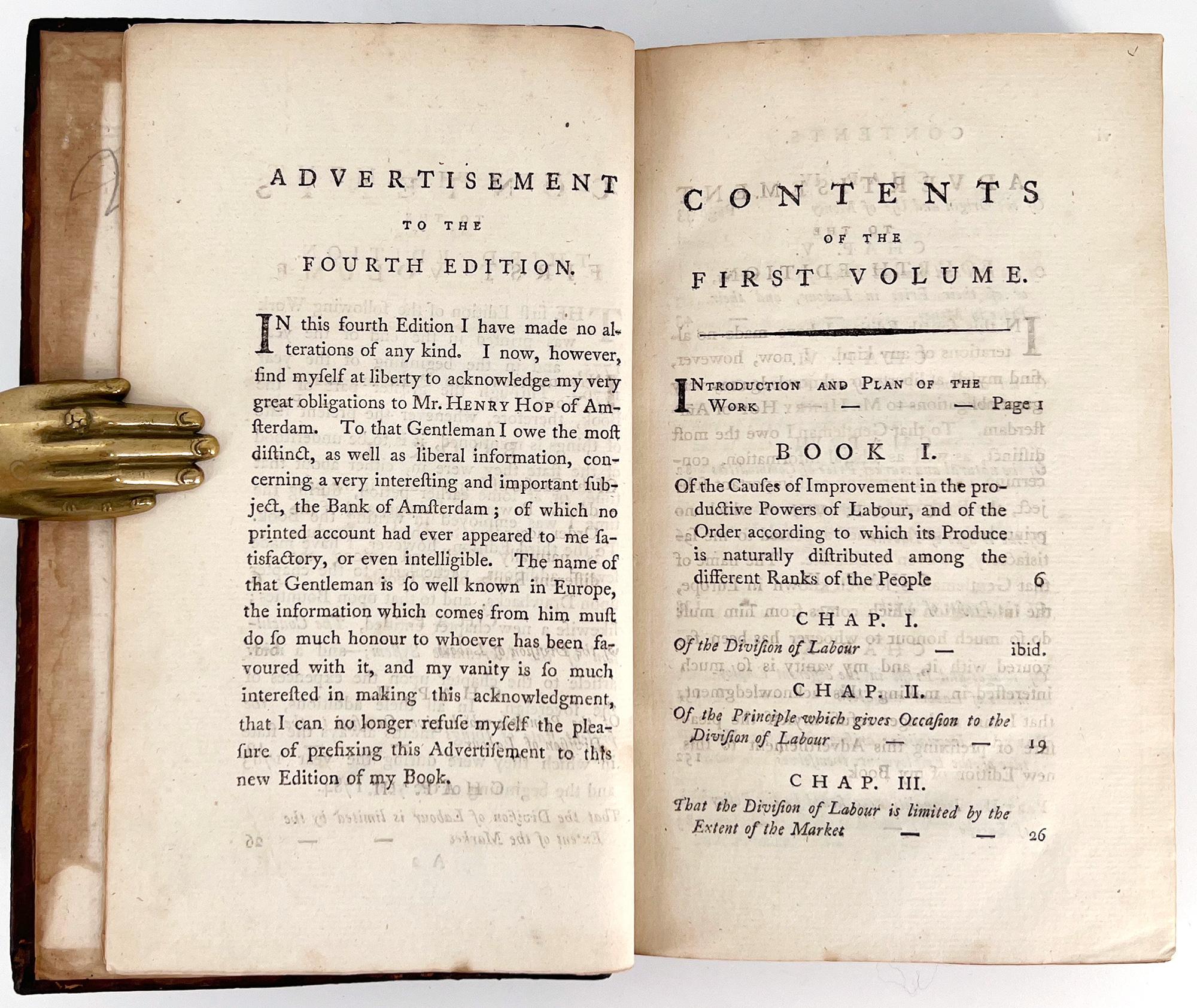 The Wealth of Nations d'Adam Smith, première édition 1786 Bon état - En vente à Middletown, NY
