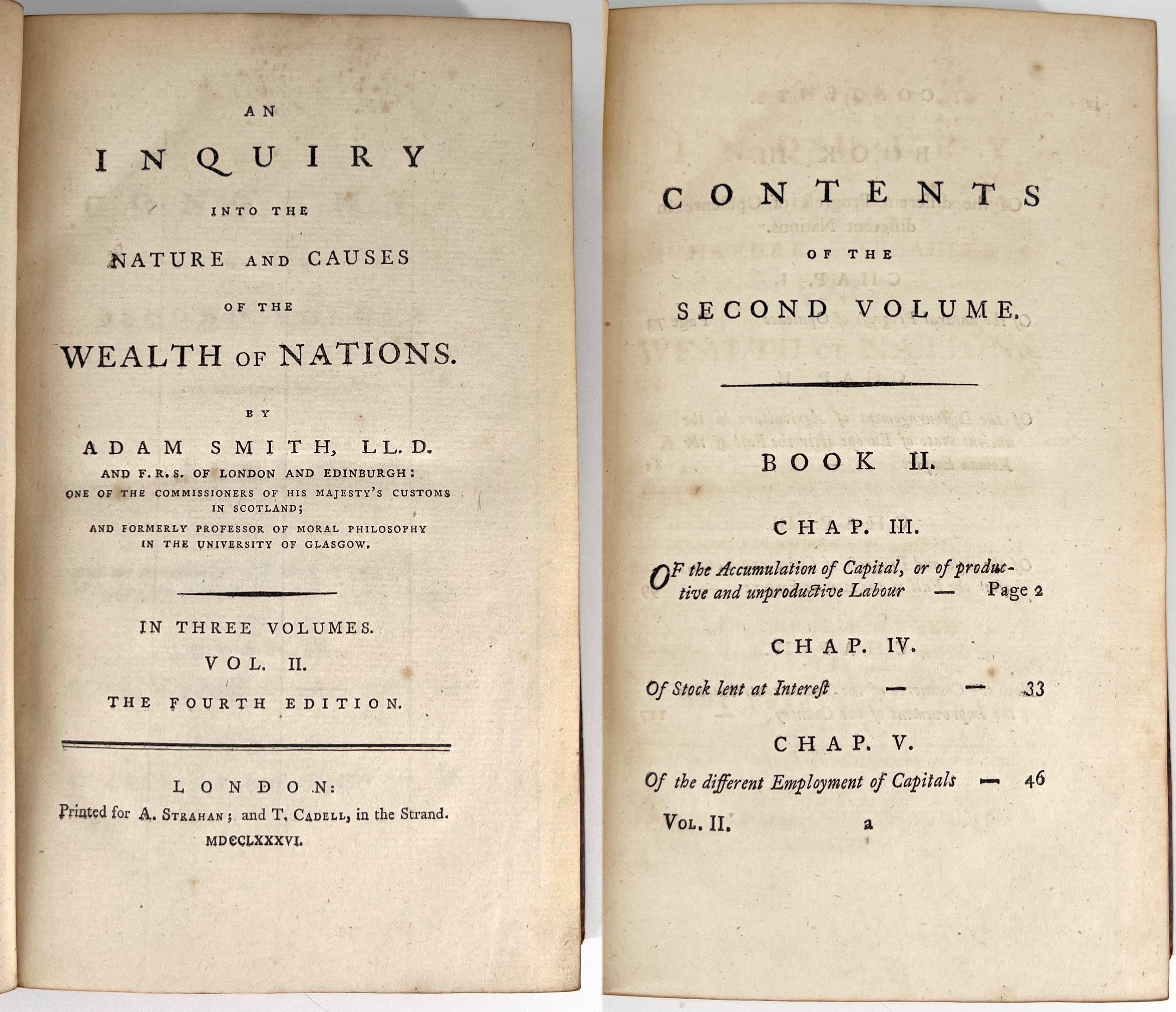 XVIIIe siècle The Wealth of Nations d'Adam Smith, première édition 1786 en vente