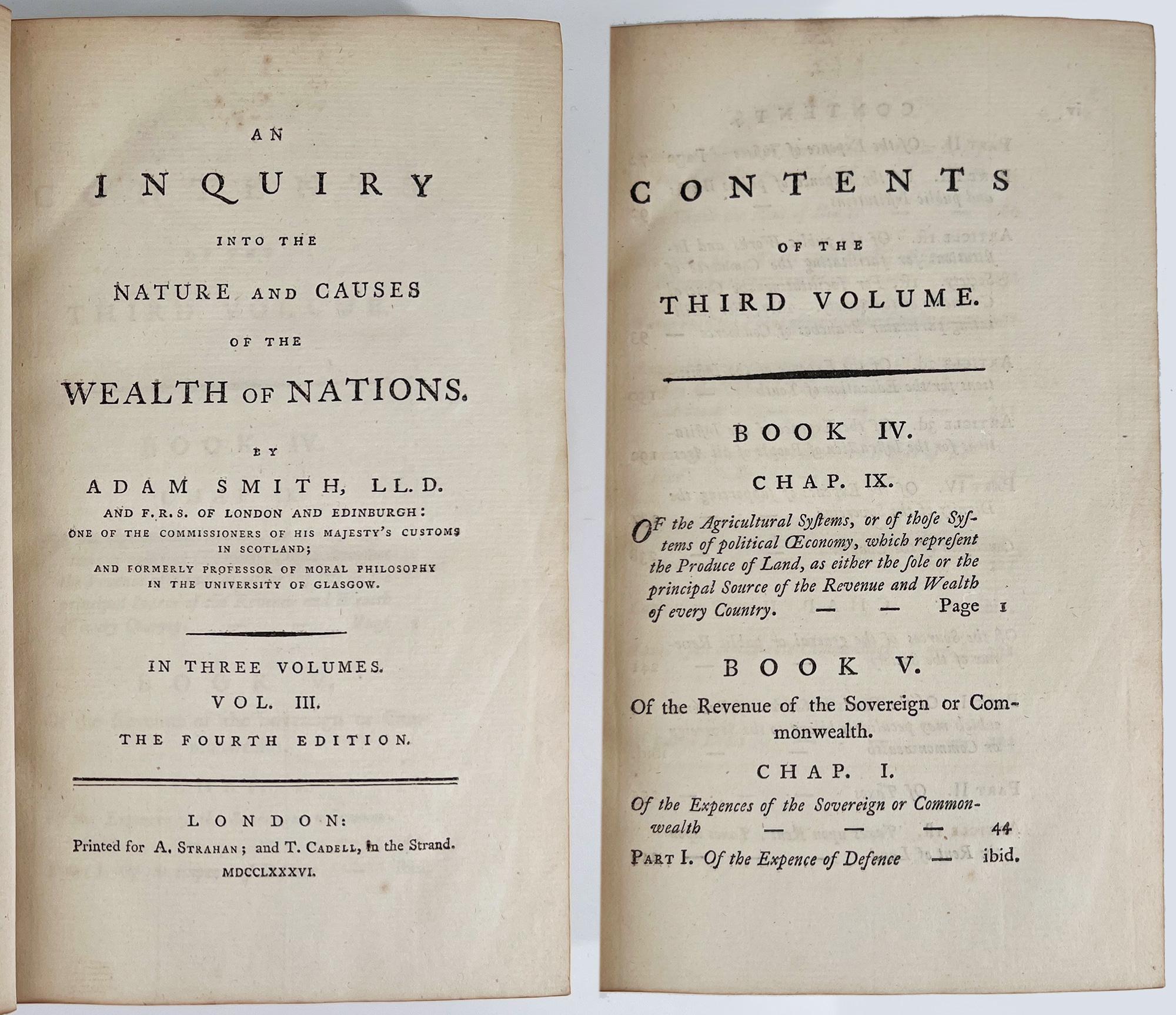 Cuir The Wealth of Nations d'Adam Smith, première édition 1786 en vente