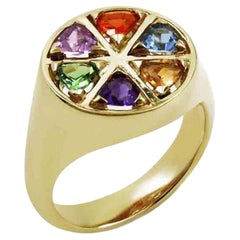 The Wedge Multi Gemstone 9 Karat Yellow Gold Ring