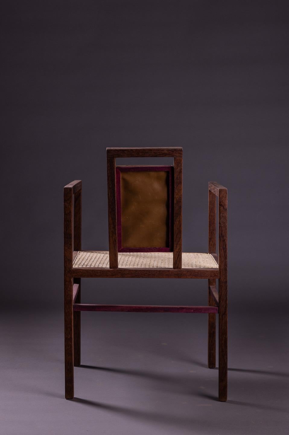 Hand-Crafted The Eccentric Armchair, Solid Sucupira Wood and Purple Heart  For Sale