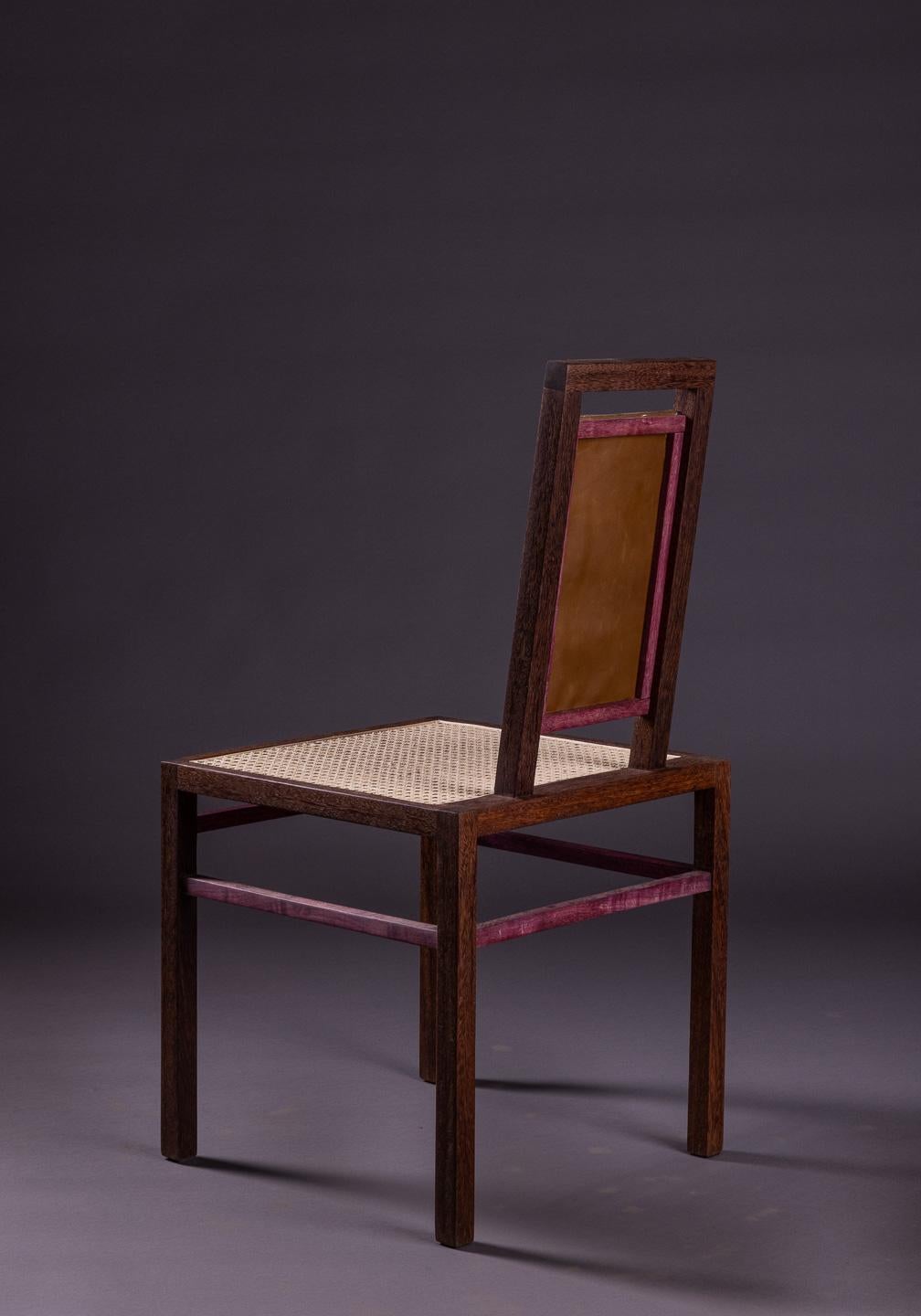 Der Eccentric Chair aus massivem Sucupira-Holz und lila Herzholz (Handgefertigt) im Angebot