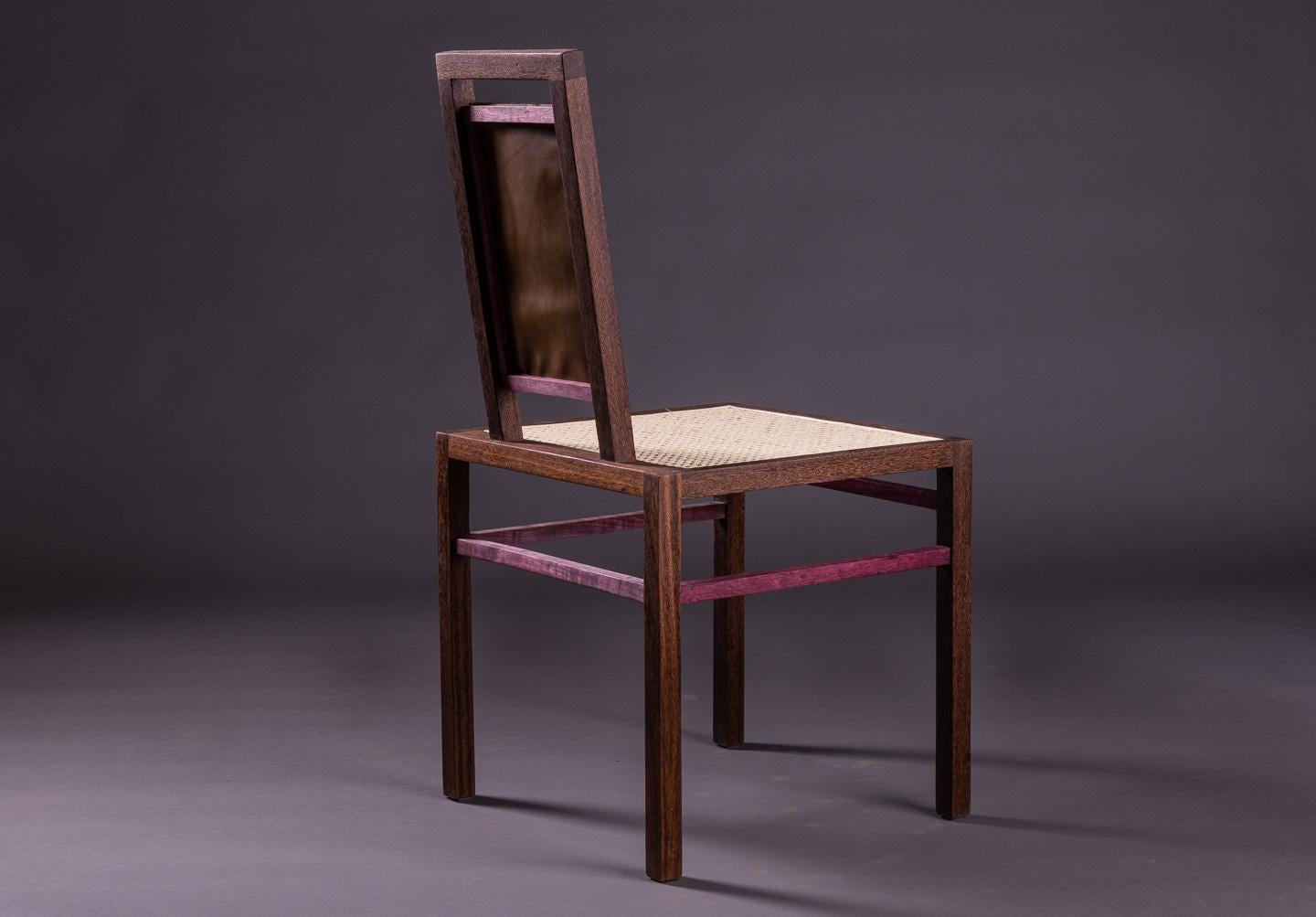 Brazilian The Eccentric Chair, Solid Sucupira Wood and Purpleheart Wood For Sale