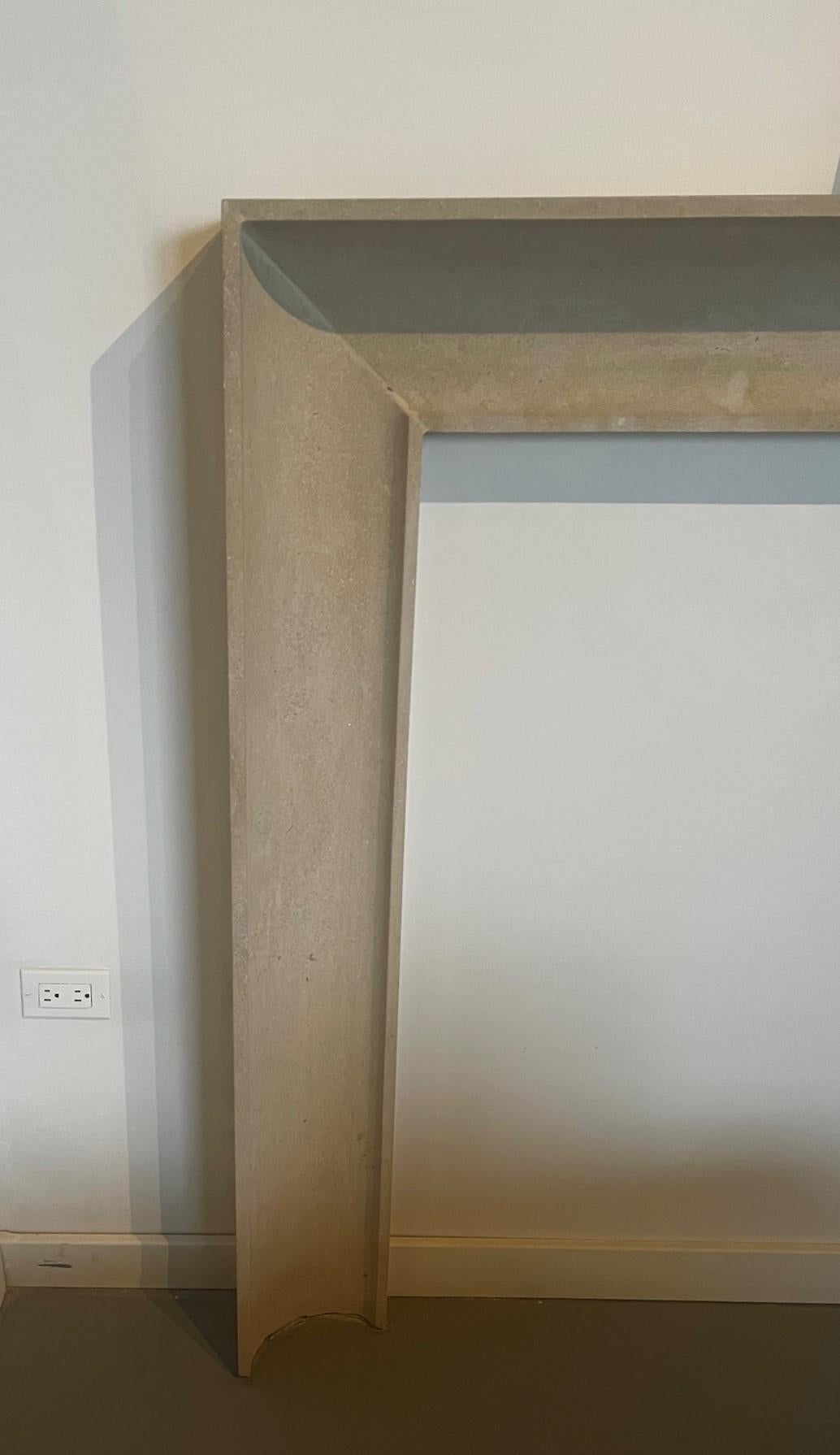 Contemporary The Westchester: A Modern Carved Stone Fireplace with a Concave Profile For Sale