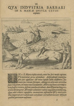 The Whale Harvest of St. Mary's Island - Copper Engraving by de Bry, 1601