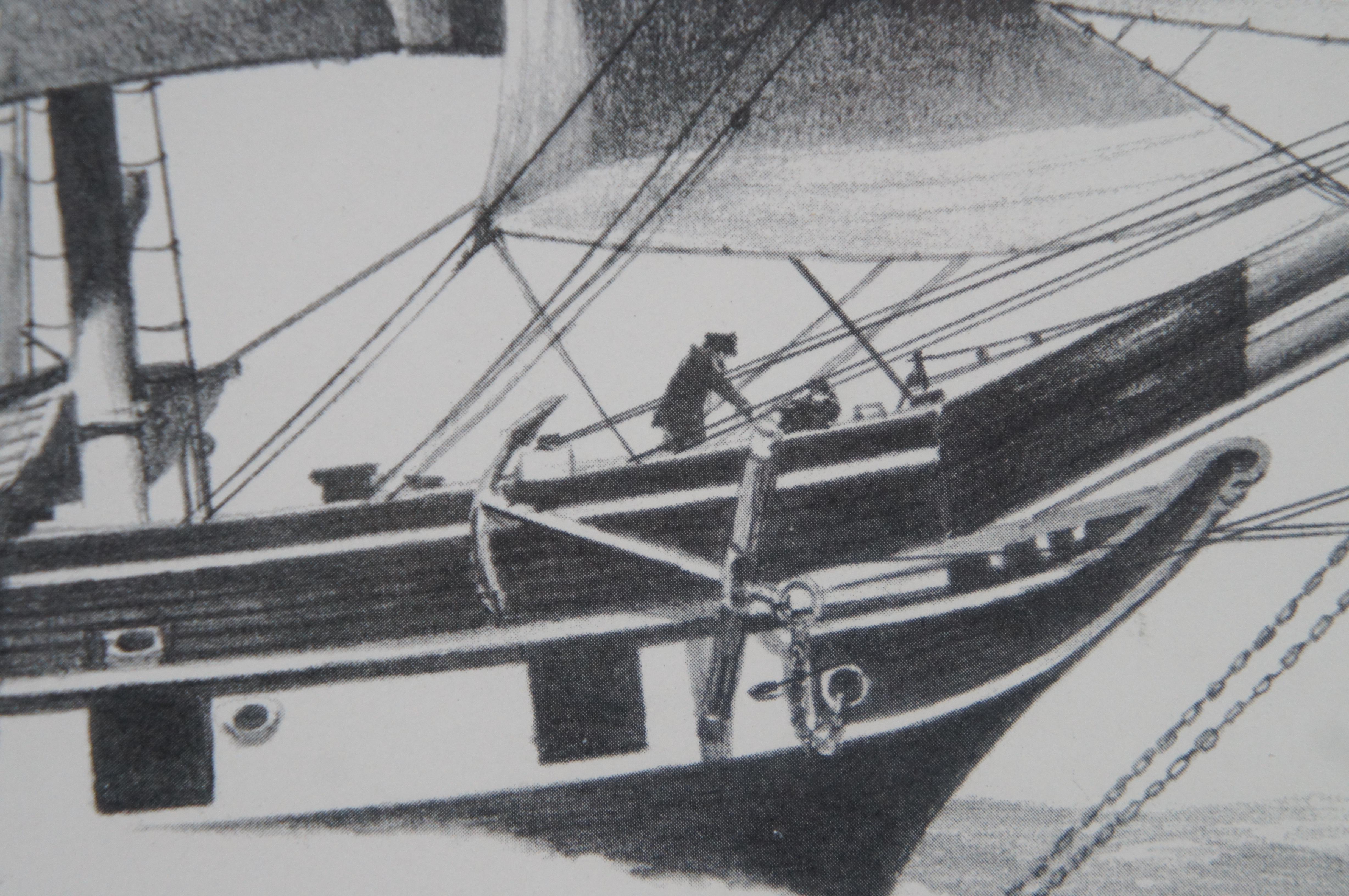 Der Walfänger Charles W. Morgan Nautische maritime Lithographie Druck Lithographie Fowler 26