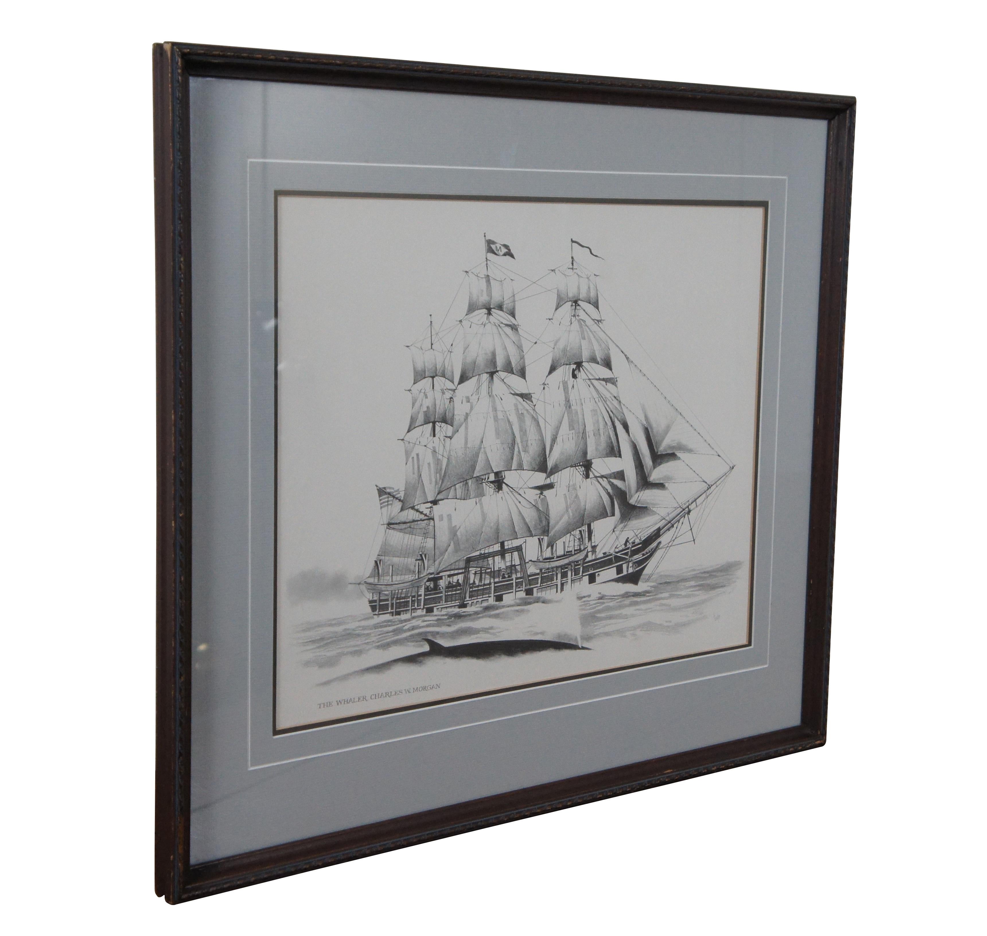The Whaler Charles W. Morgan Nautical Maritime Lithograph Print Fowler 26