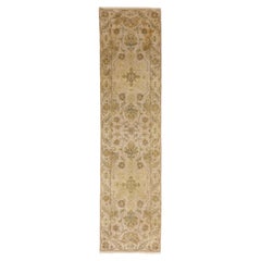 The Whispered Elegance: A Vintage Earth-Tone Oushak Runner of Timeless Grace