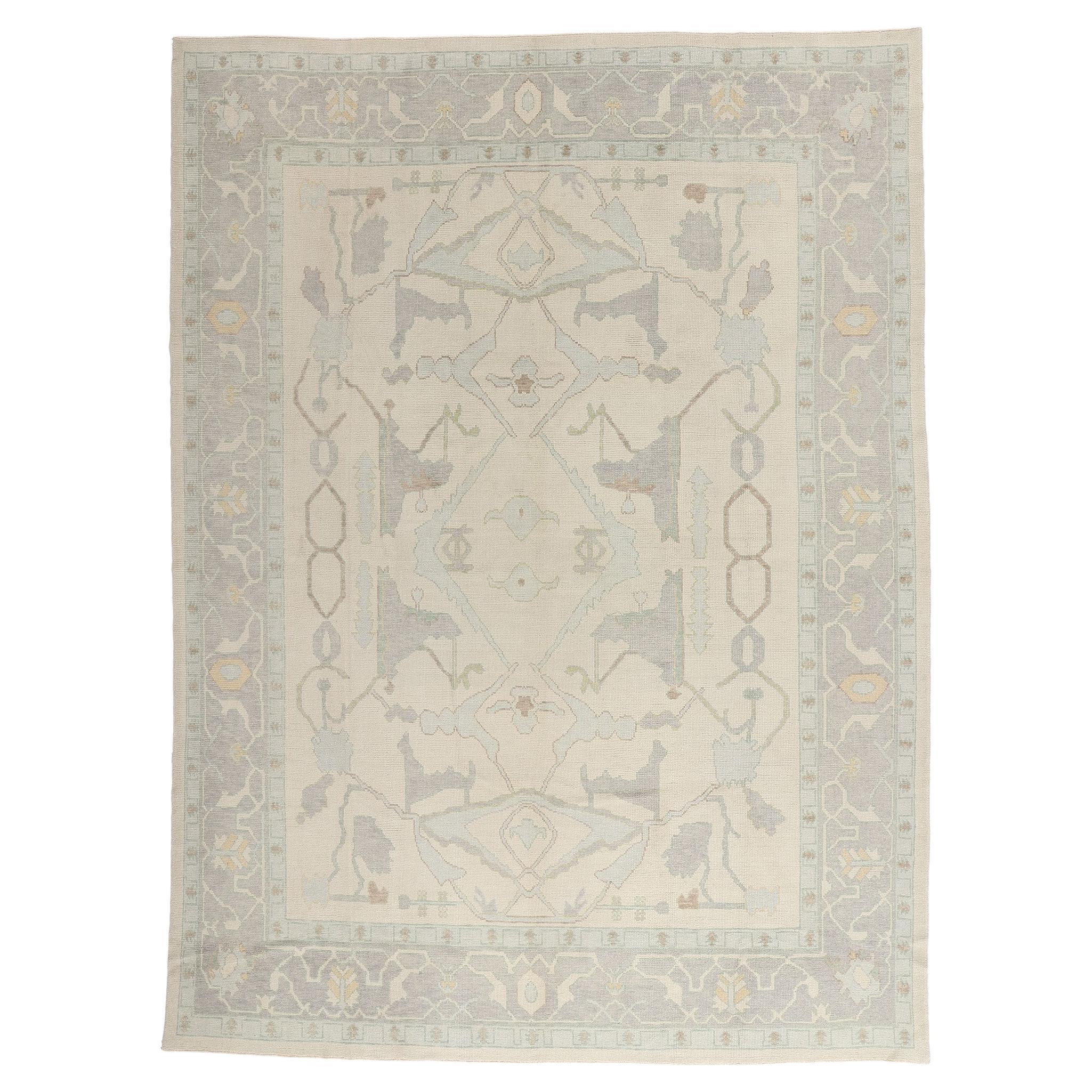 The Whispered Garden: A Modern Turkish Oushak Masterpiece of Quiet Refinement For Sale