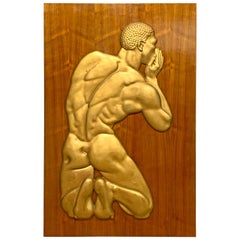 "The Whisperer, " Striking Art Deco Nude Black Male Sculptural Relief