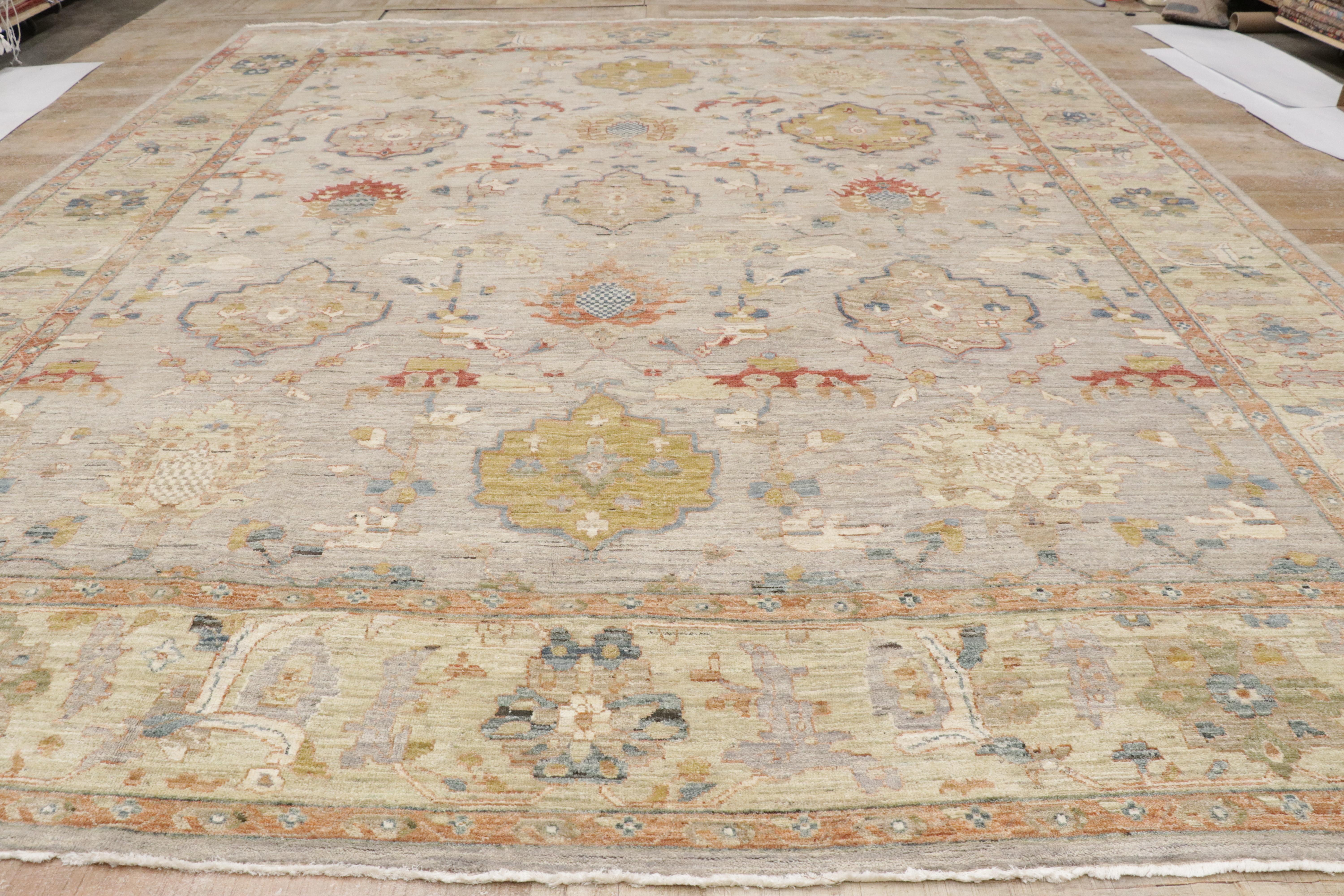 New Contemporary Oushak-Teppich in Erdtönen, 12'00 x 14'08 im Angebot 4