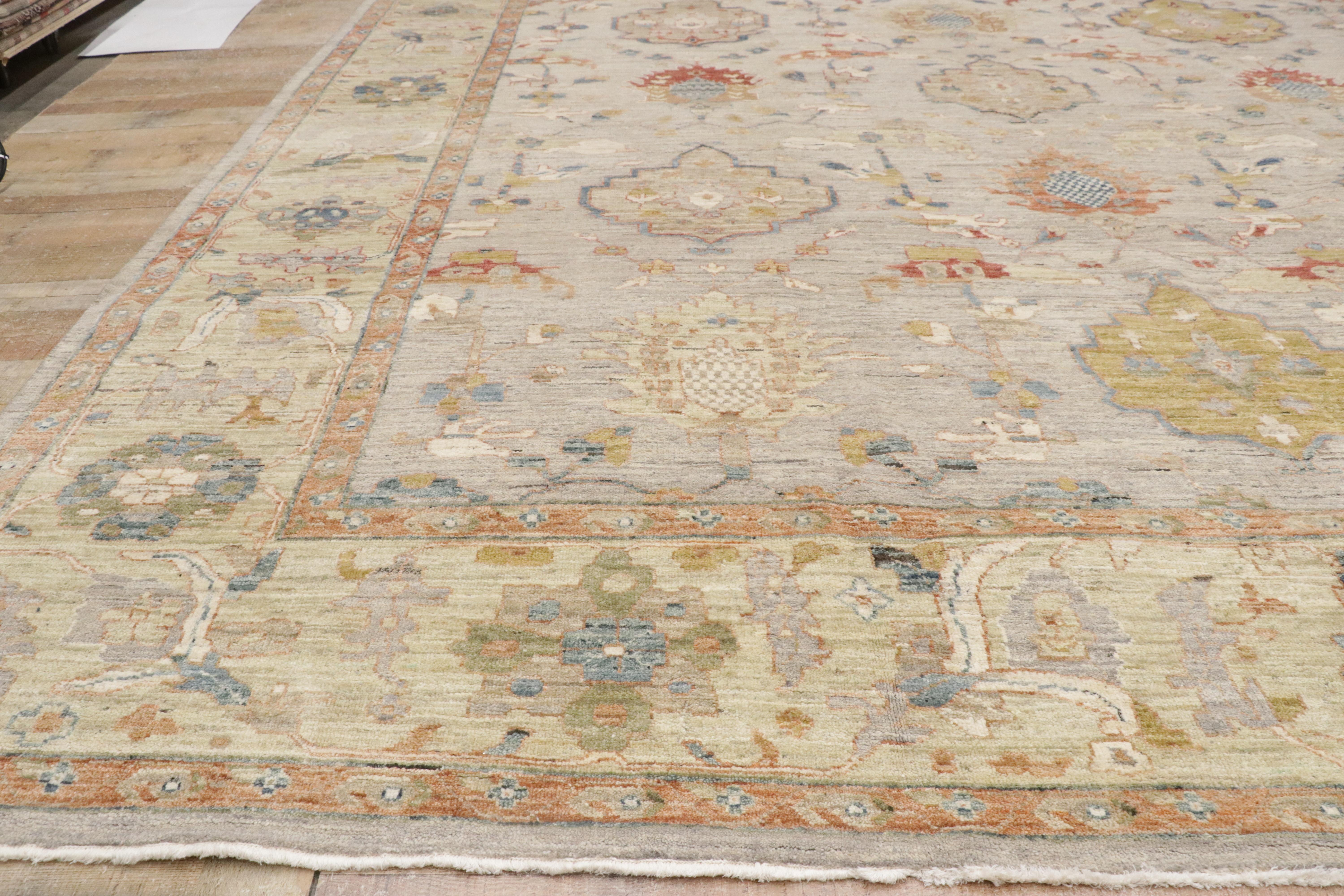 New Contemporary Oushak-Teppich in Erdtönen, 12'00 x 14'08 im Angebot 9