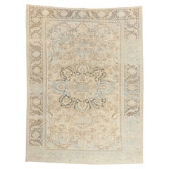 The Whispering Parterre: A Vintage Persian Heriz Masterpiece of Noble Elegance