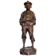 "Der Whistler" Bronzeskulptur eines jungen Mannes:: um 1908 von Victor Szeczeblewski