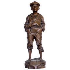 "The Whistler" Bronze Sculpture of Young Boy, circa 1908 by Victor Szeczeblewski