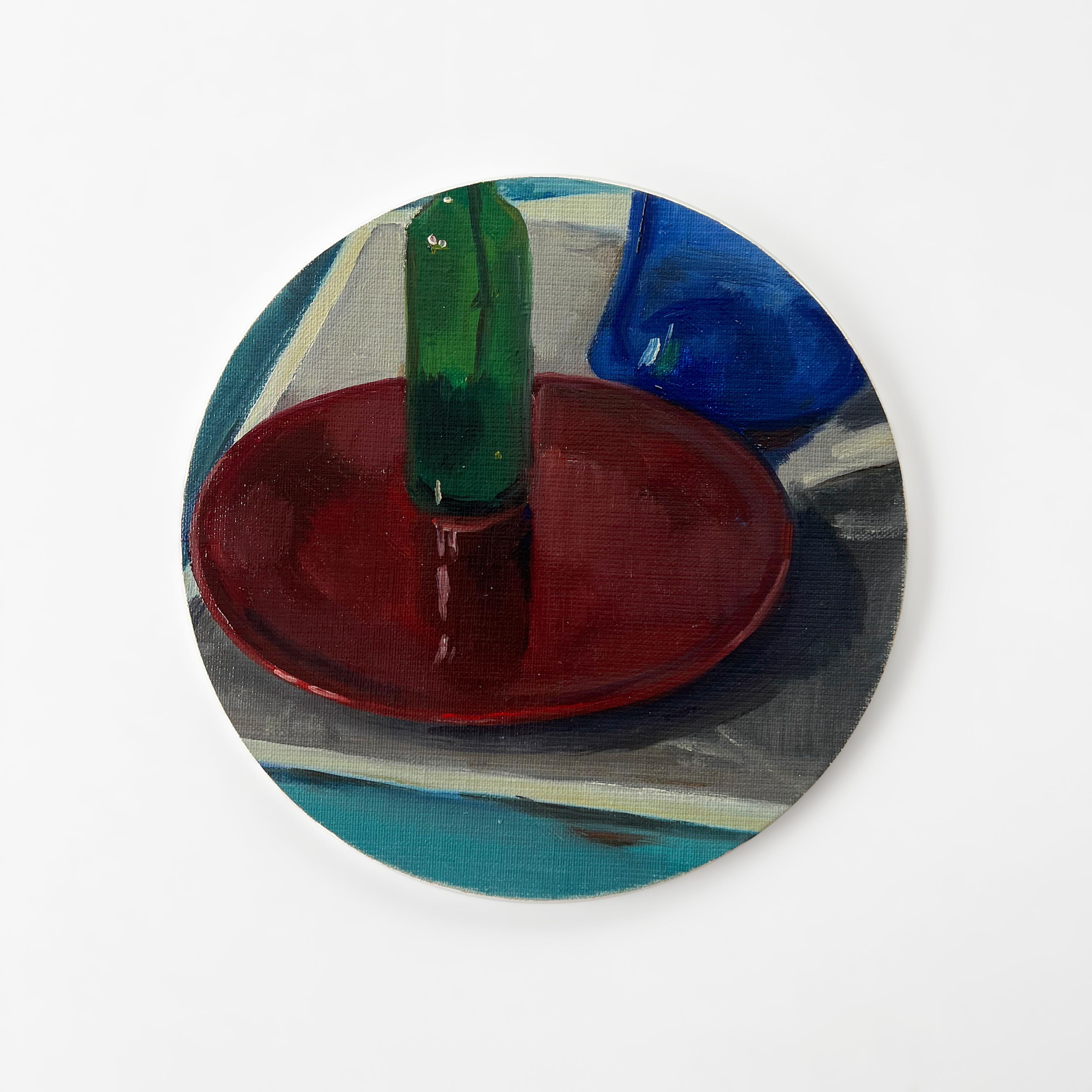 Instalación artística mural de platos de cerámica y óleo sobre lienzo - 
