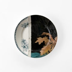 Wall Art Installation of Ceramic Plates and Oil on Canvas - "The White Plate"